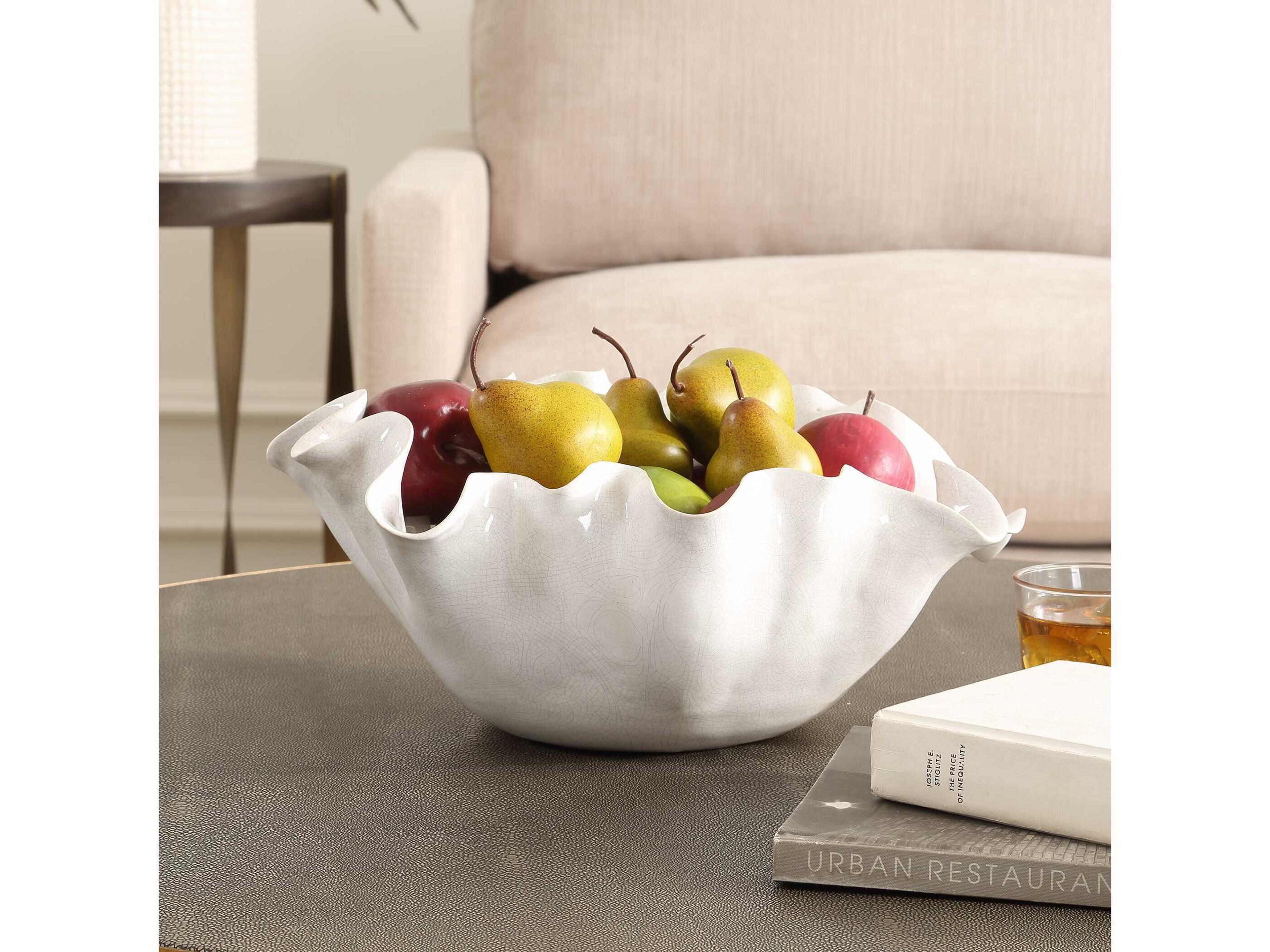 Uttermost Ruffle White Bloom Decorative Bowl