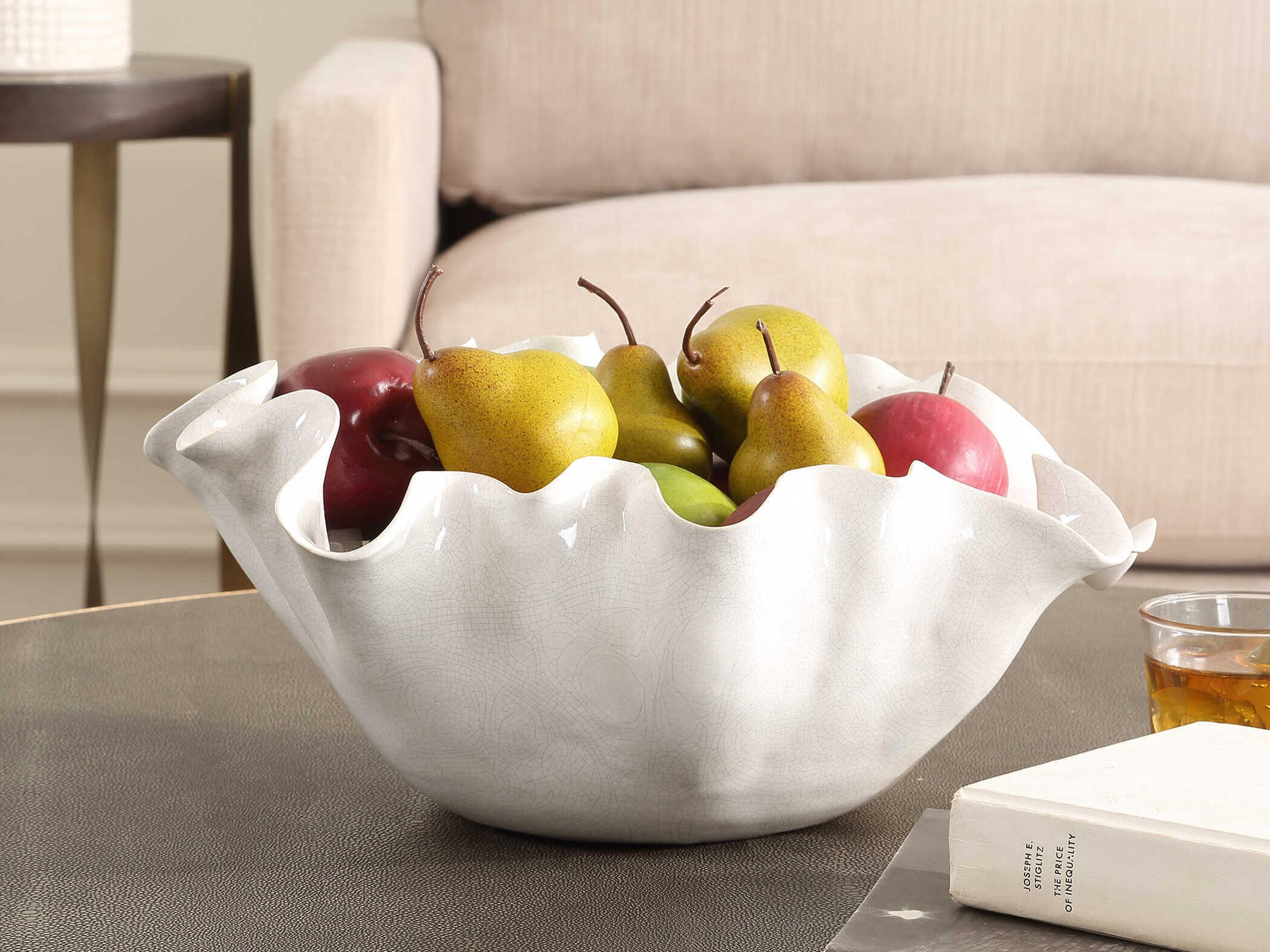 Uttermost Ruffle White Bloom Decorative Bowl