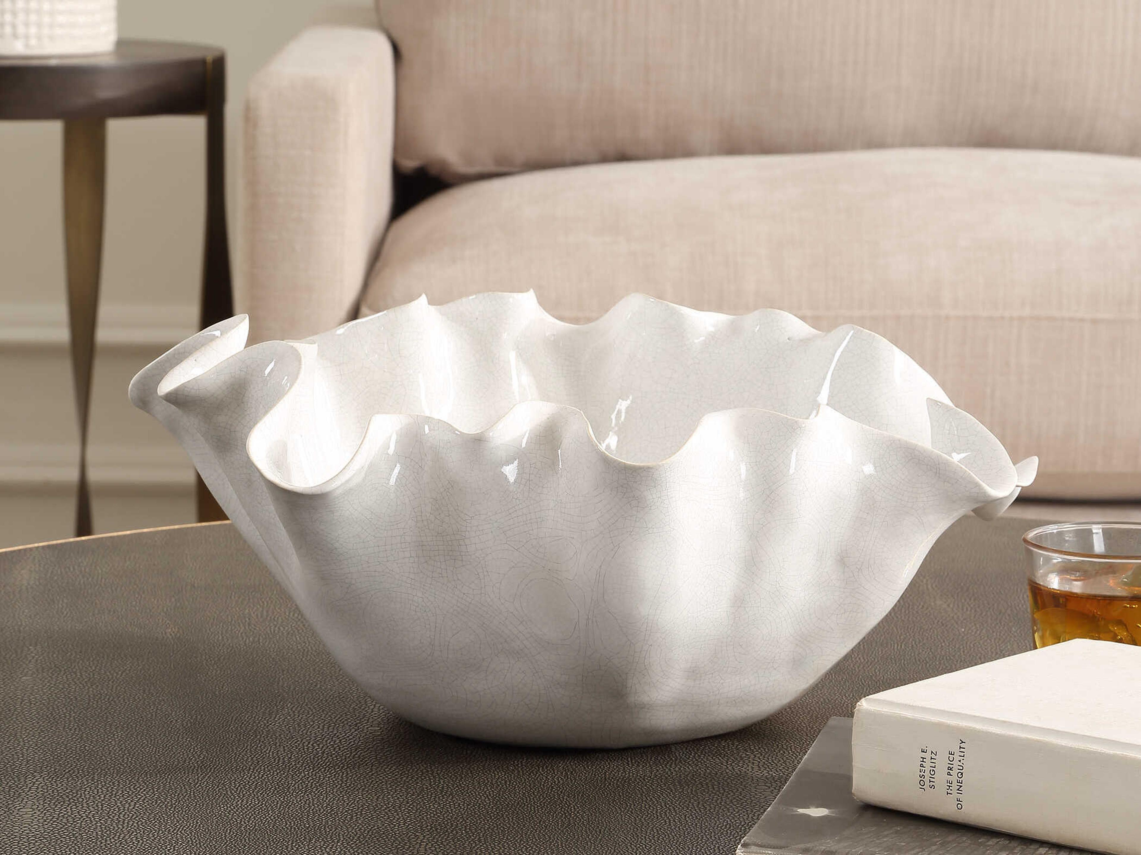 Uttermost Ruffle White Bloom Decorative Bowl