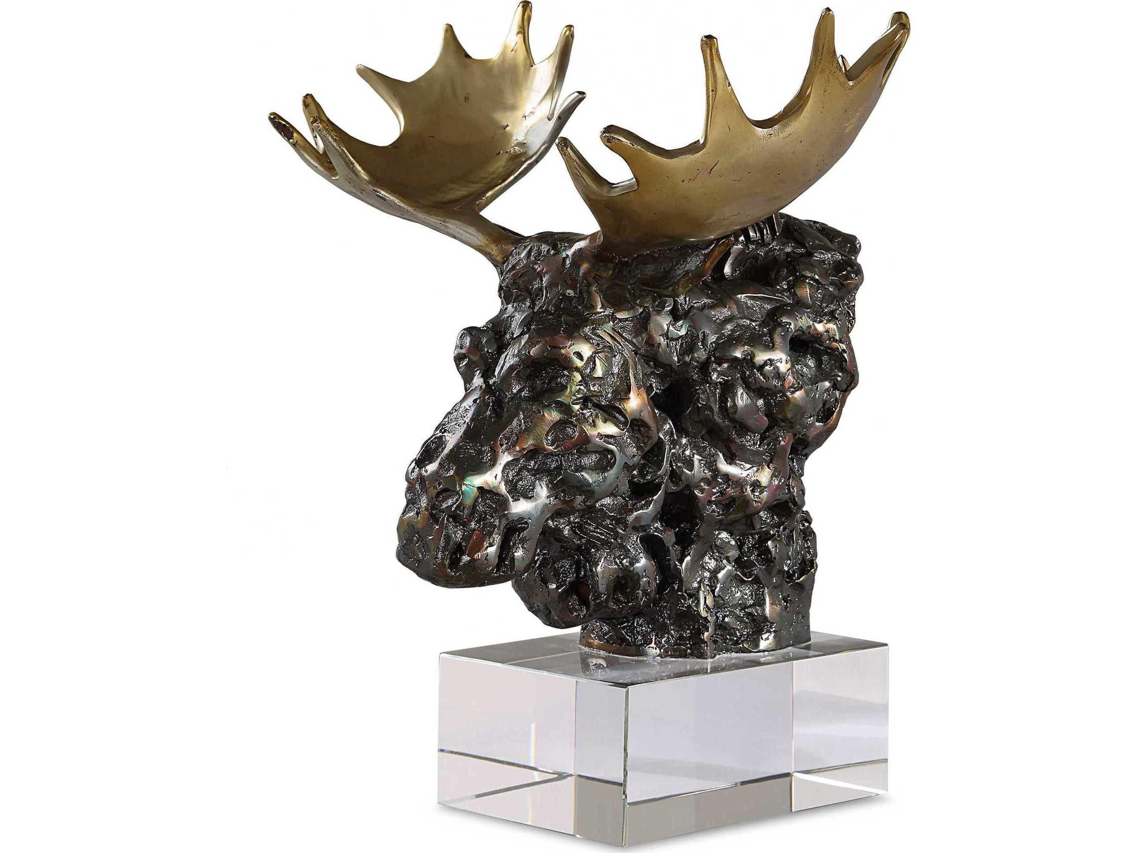 Moose Bust Bronze Sculpture