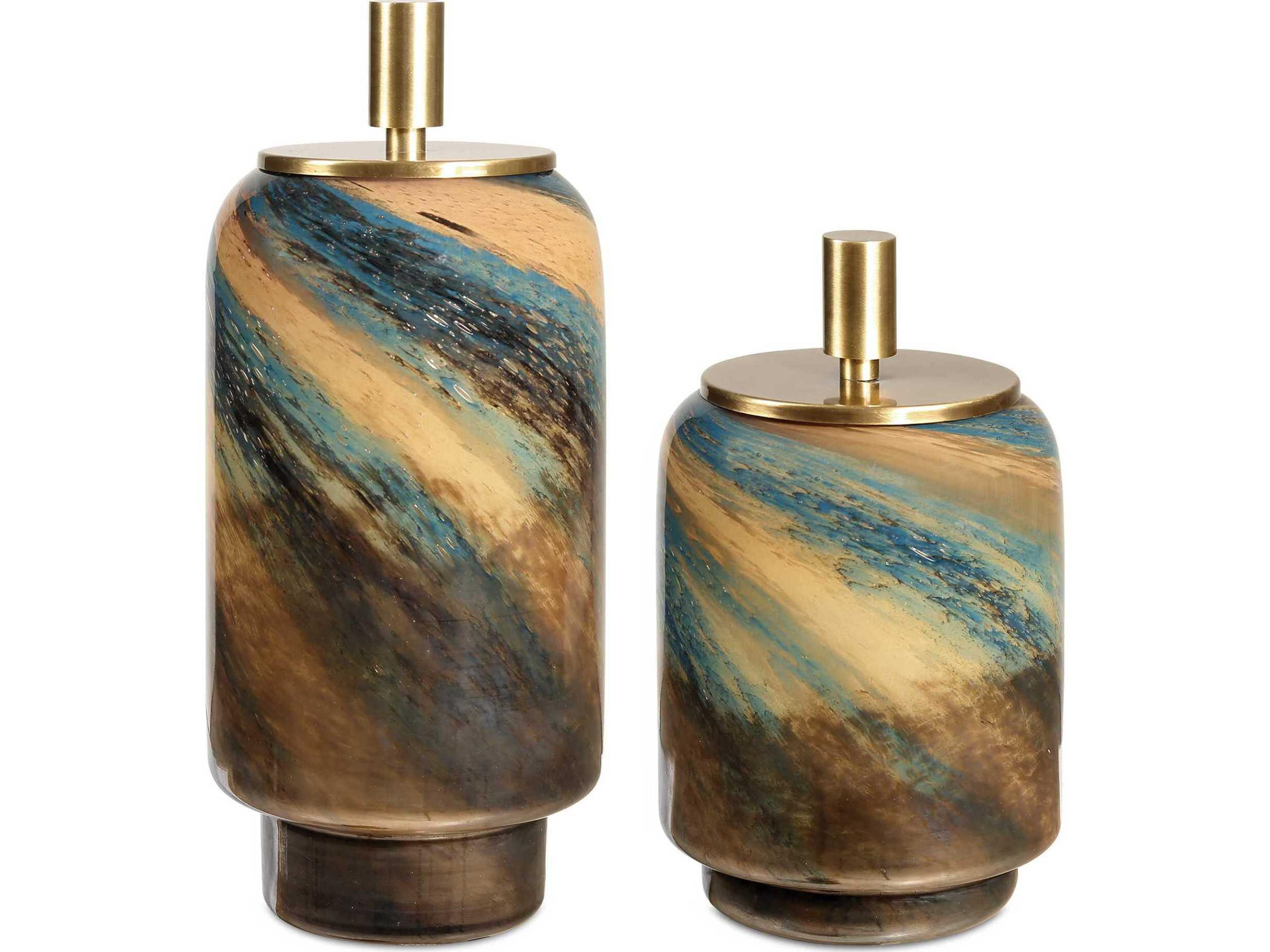 Uttermost Celestial Tide Glass Containers Set of 2
