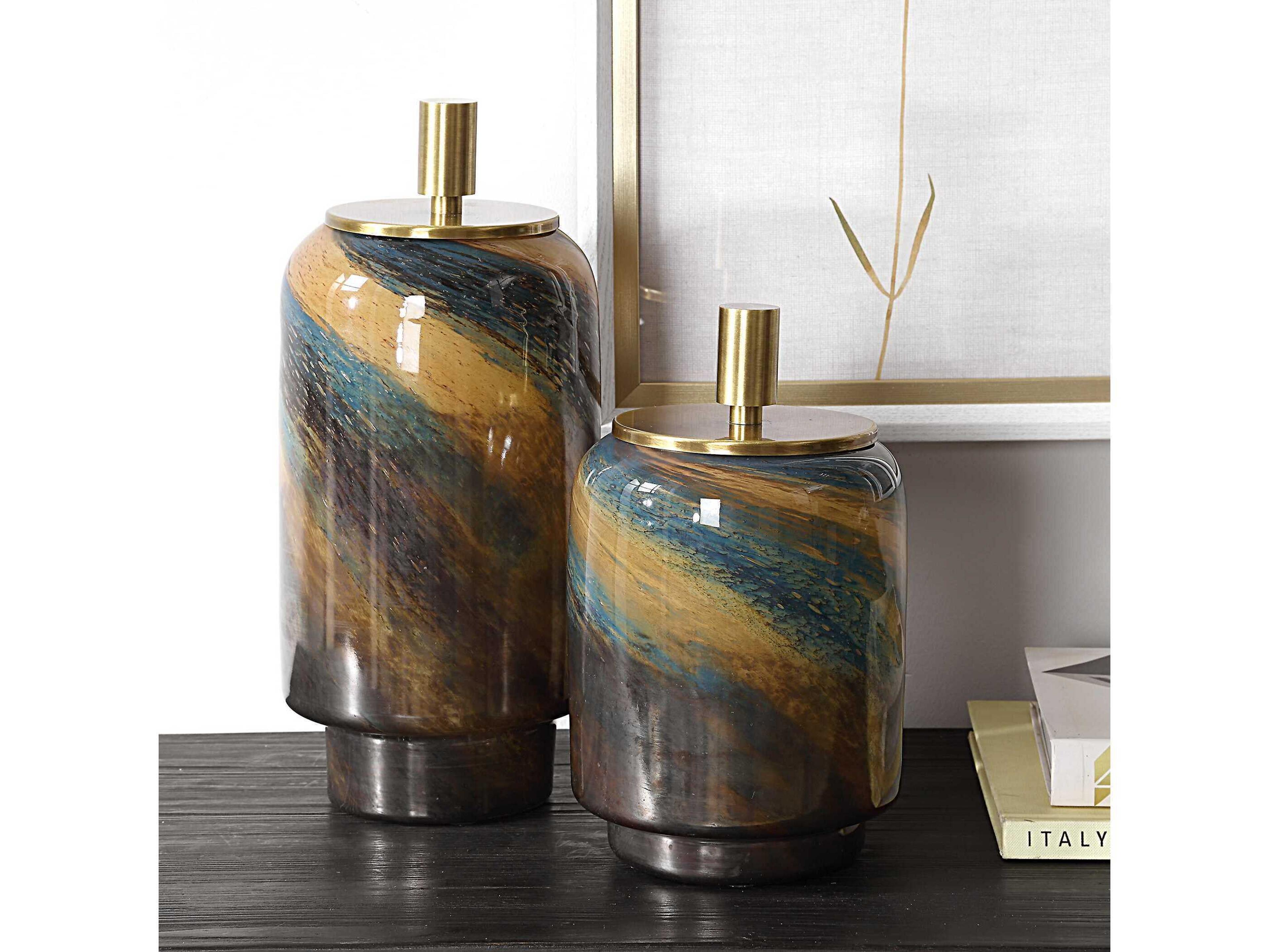 Uttermost Celestial Tide Glass Containers Set of 2