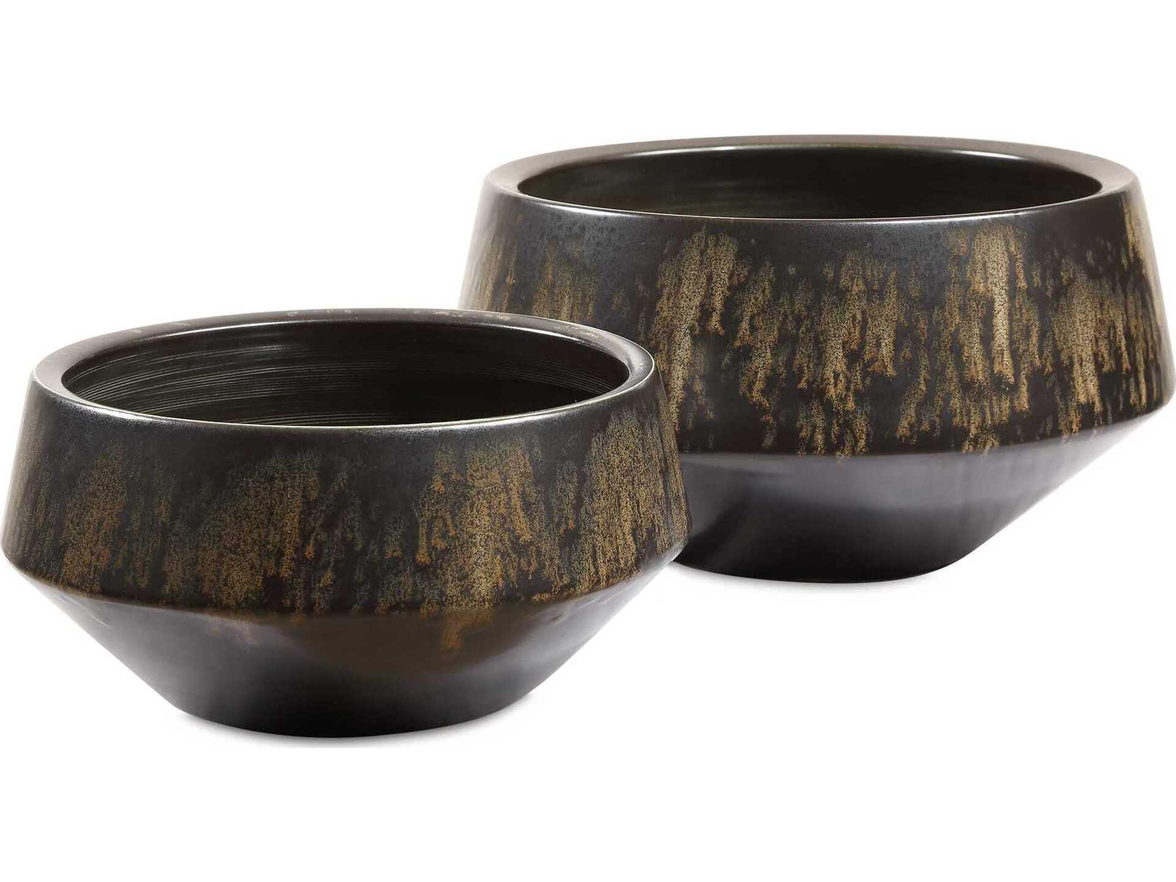 Bronze Duo Vases Set of 2