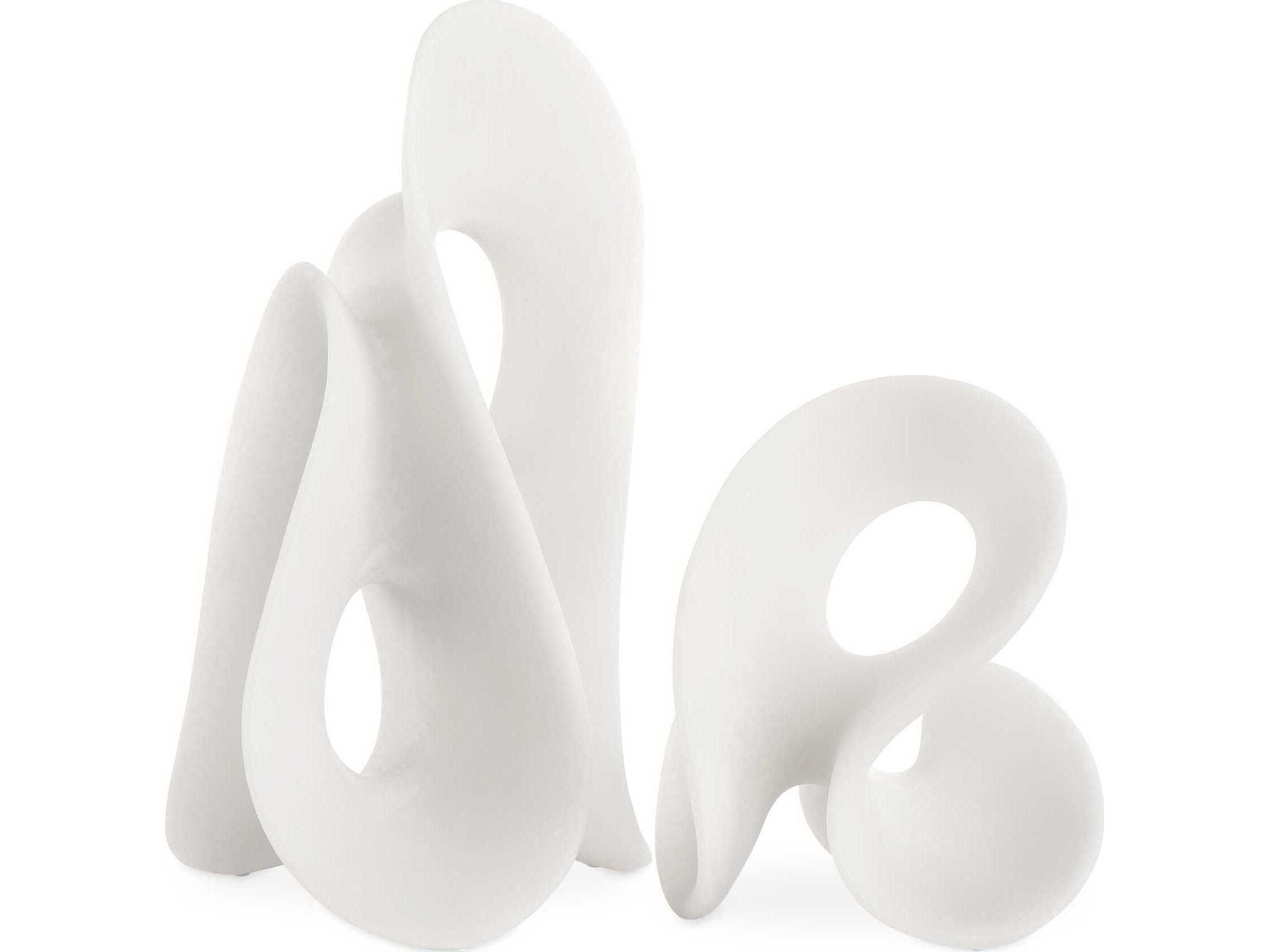 Silent Wave White Sculptures Set of 2