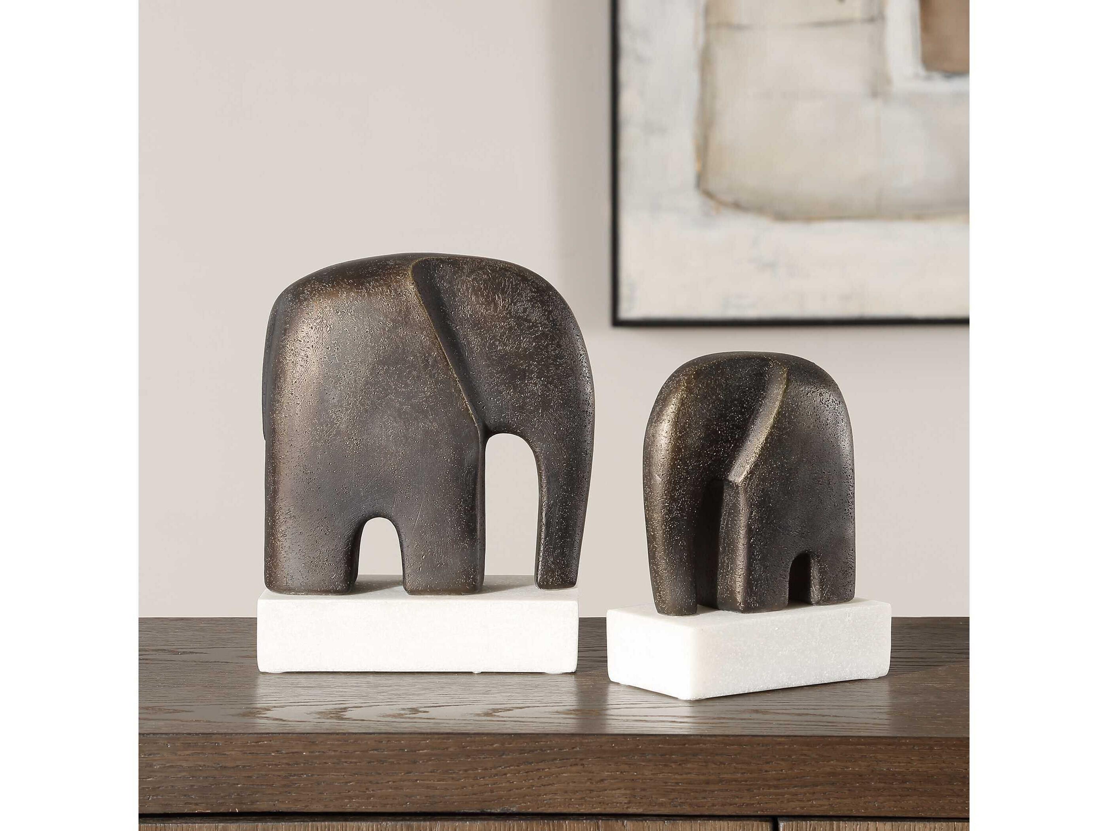 Uttermost Timeless Tusk Bronze Sculptures Set of 2