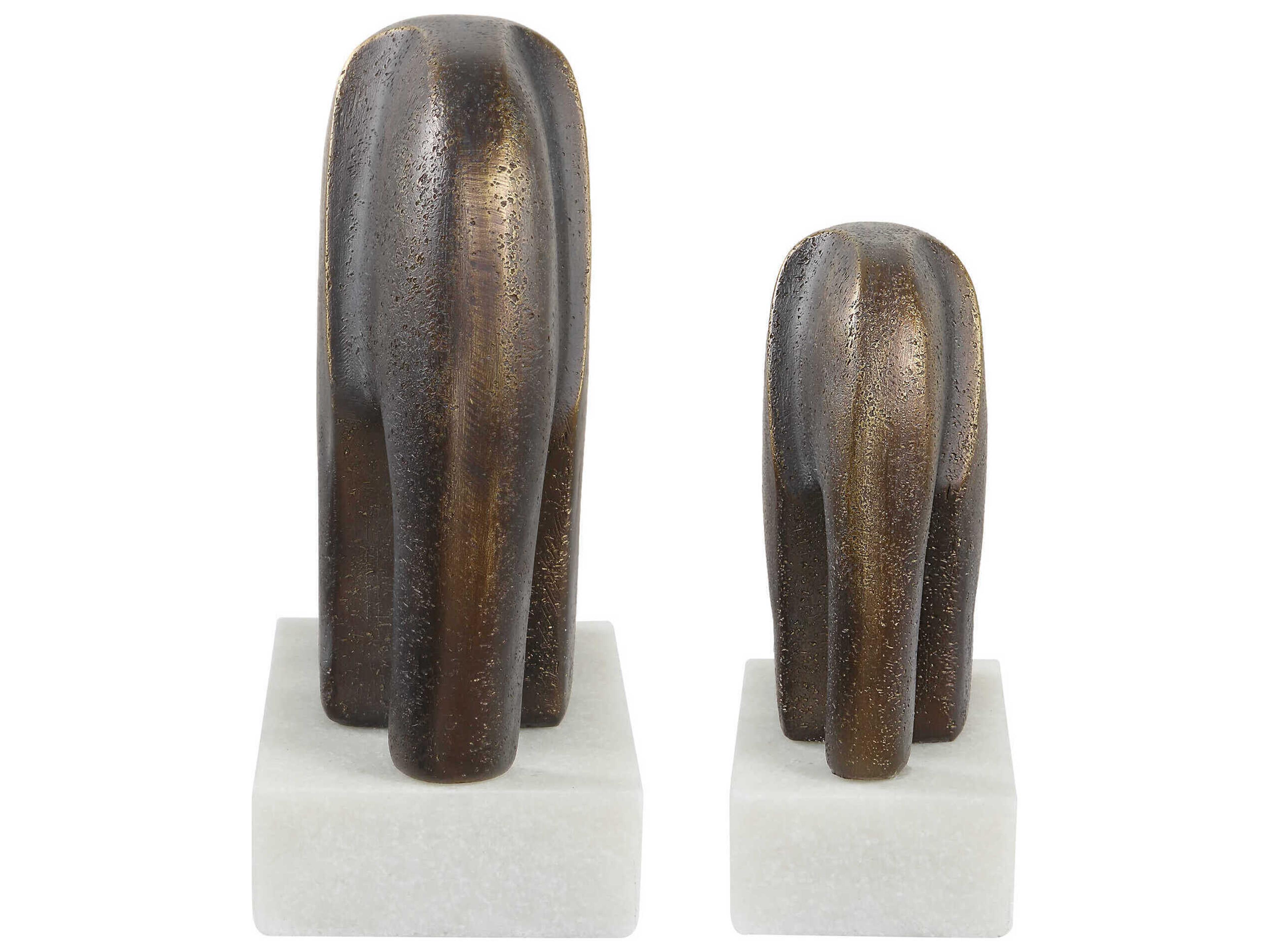 Uttermost Timeless Tusk Bronze Sculptures Set of 2