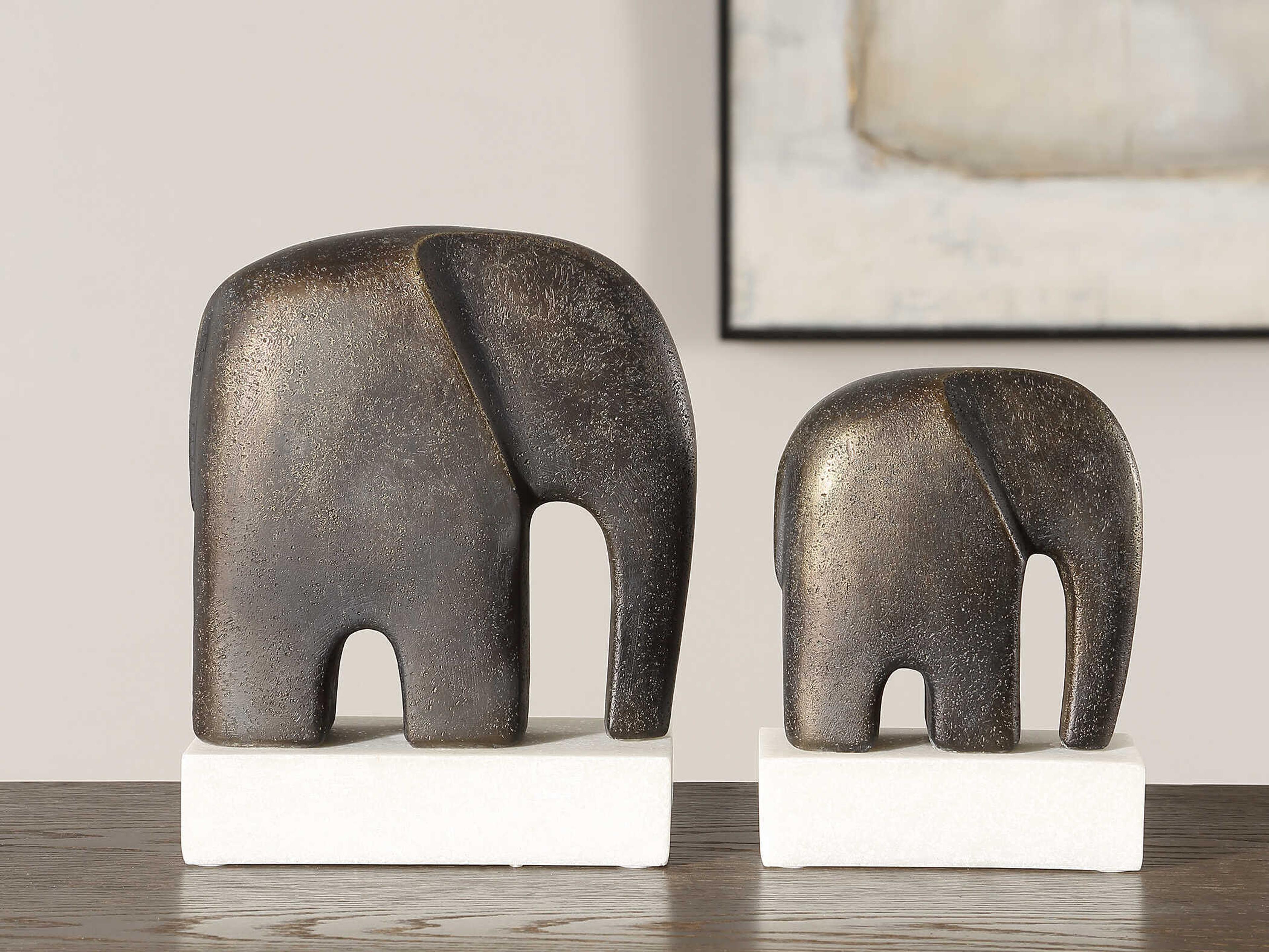 Uttermost Timeless Tusk Bronze Sculptures Set of 2