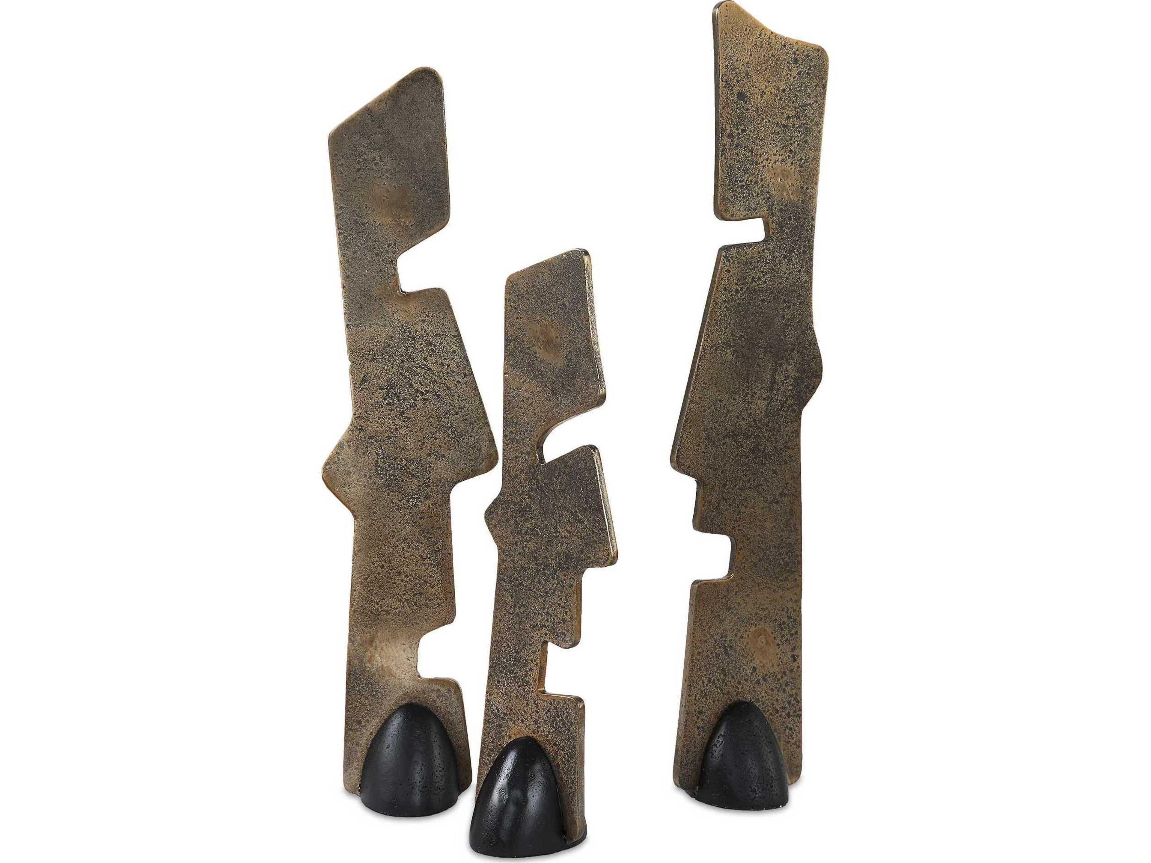 Uttermost Geometric Echoes Bronze Sculptures Set of 3