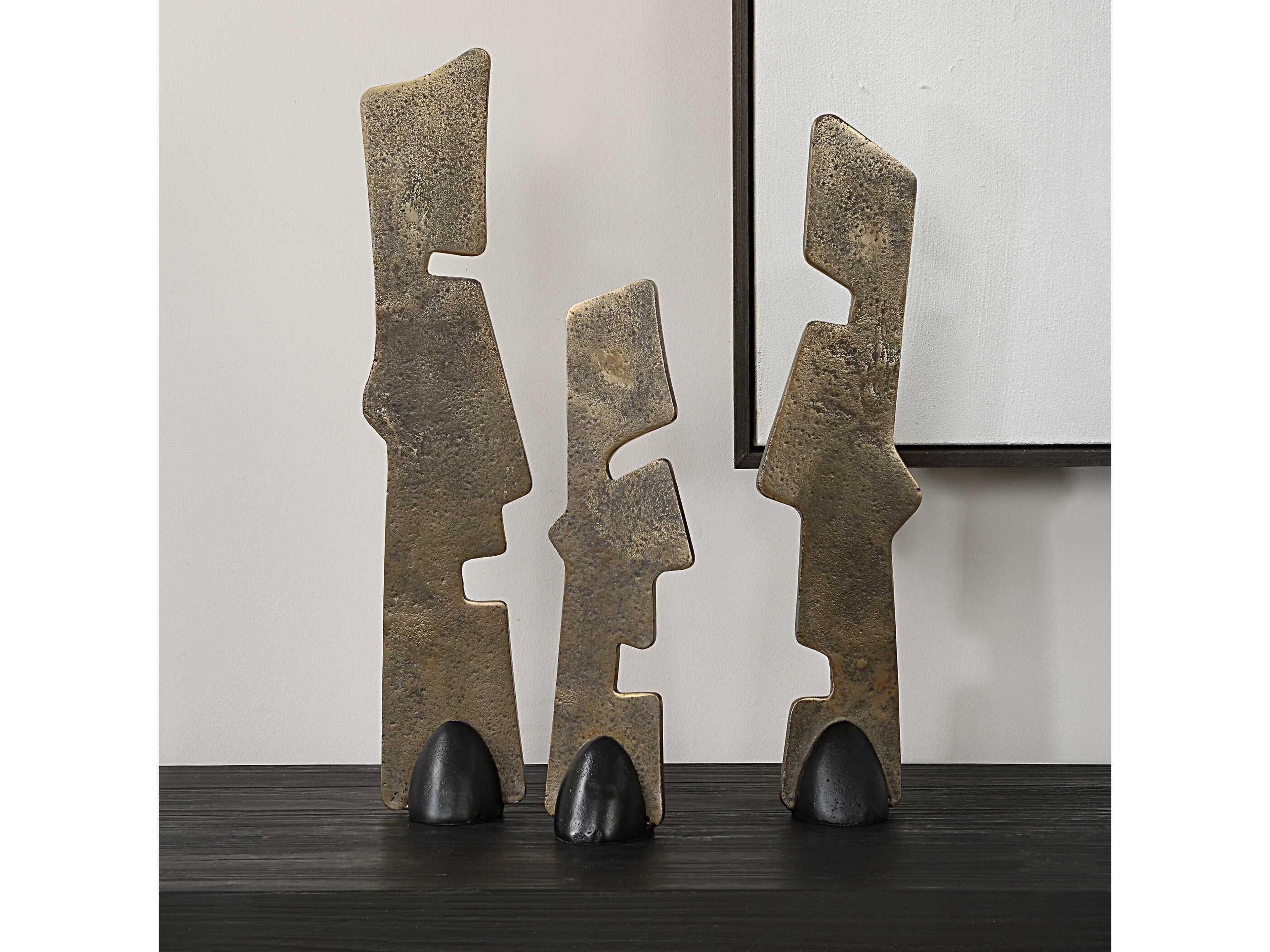 Uttermost Geometric Echoes Bronze Sculptures Set of 3