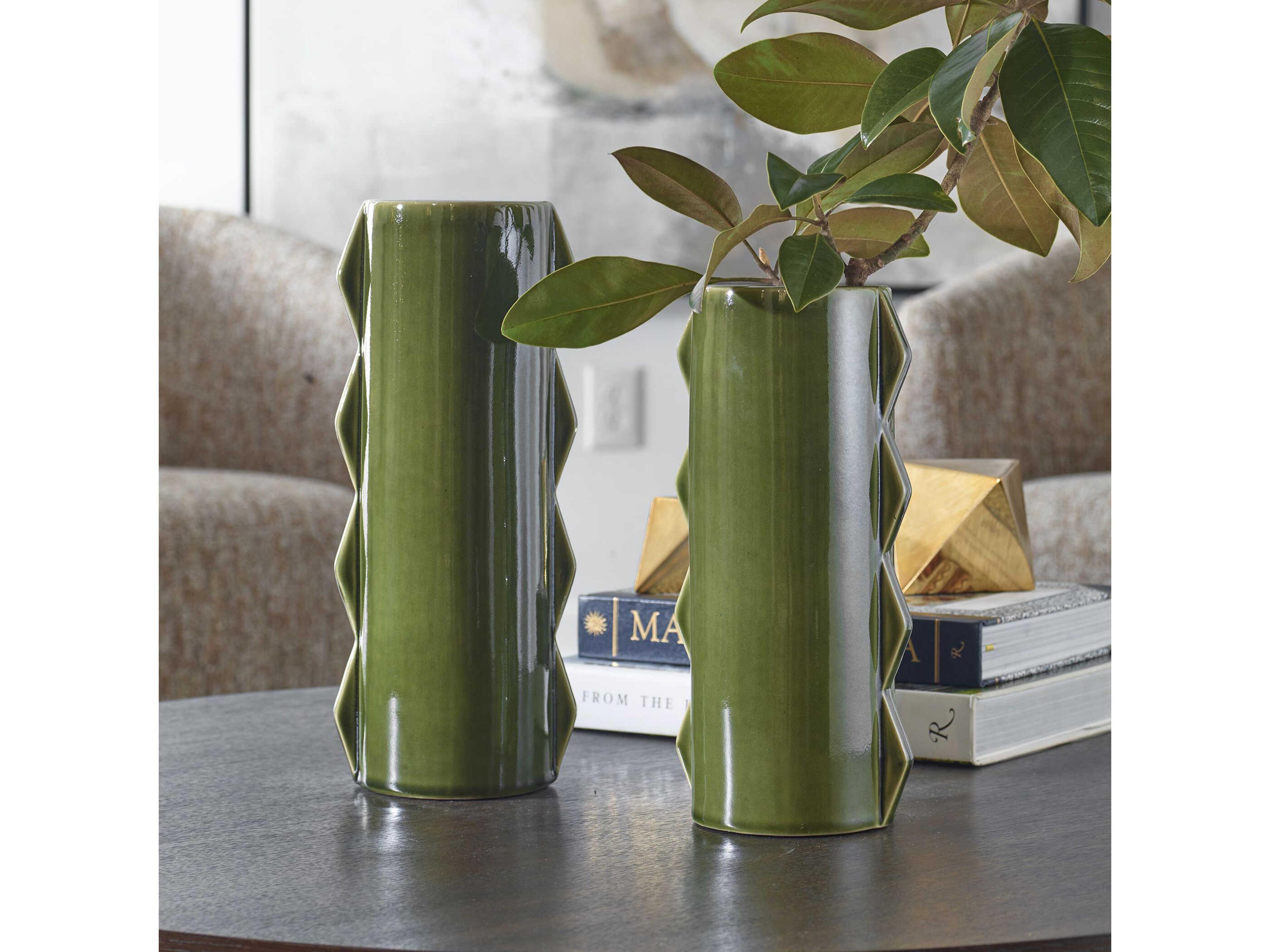 Uttermost Meander Green Vase Set of 2