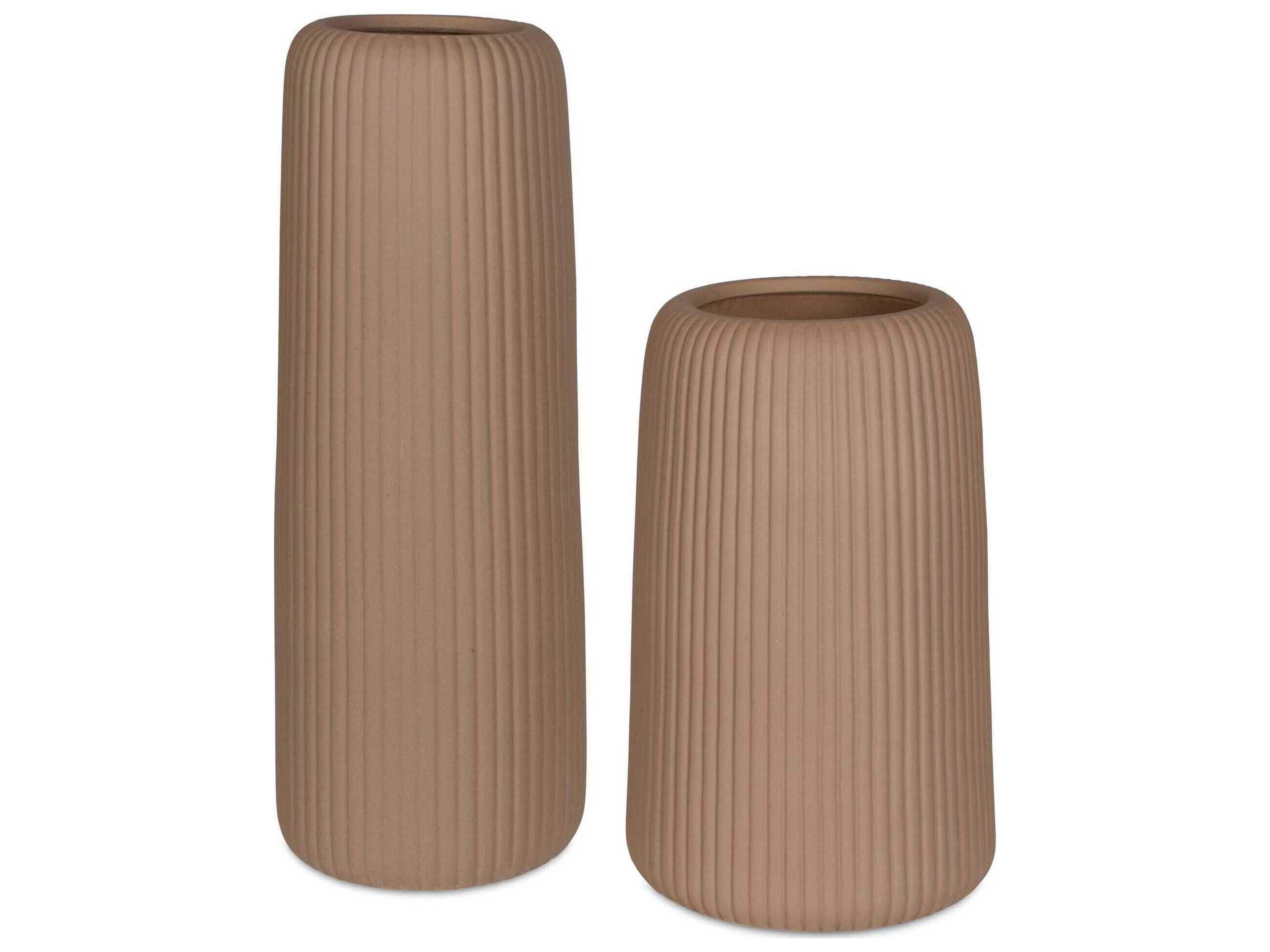 Ridge Light Brown Vase Set of 2