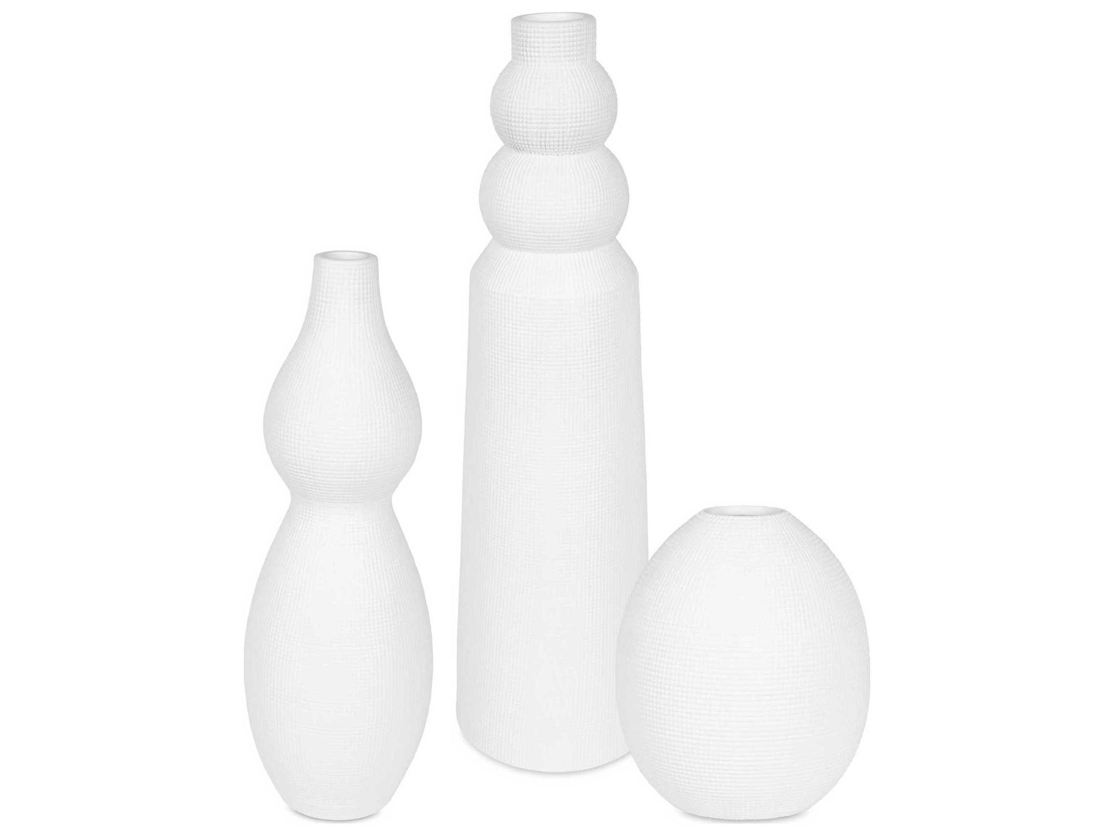 Uttermost Forma White Ceramic Vase Set of 3