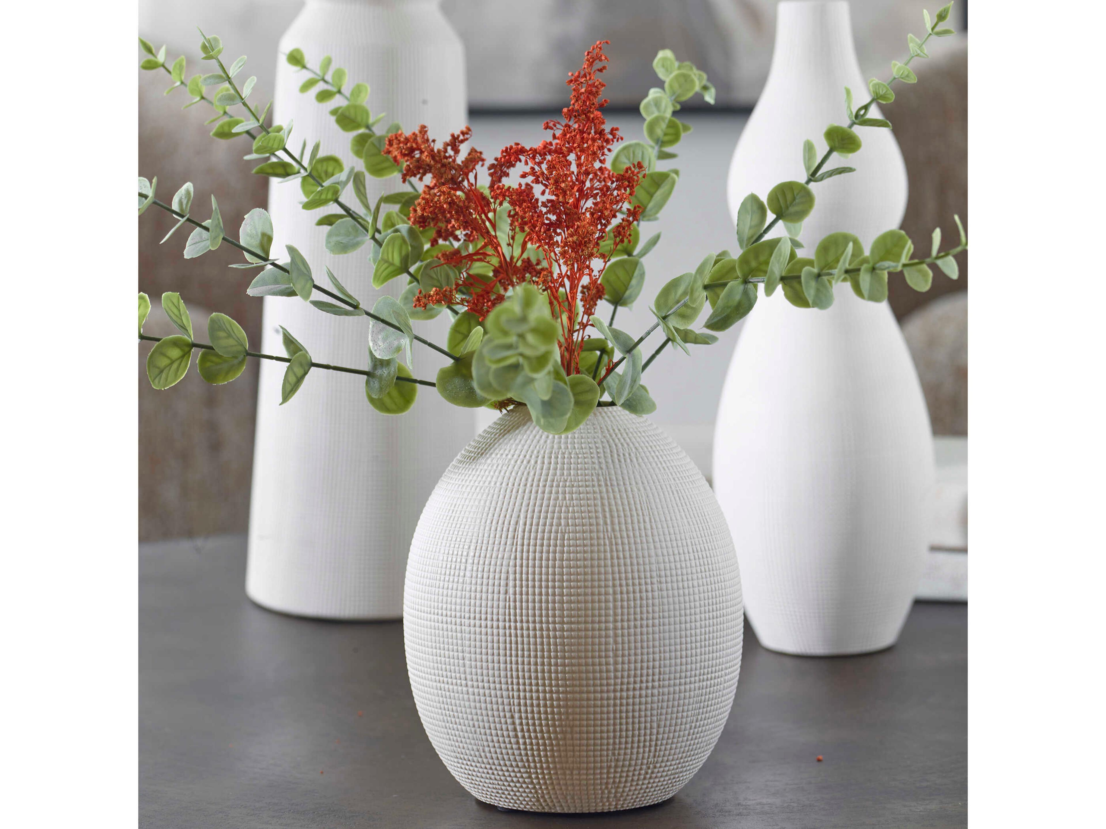 Uttermost Forma White Ceramic Vase Set of 3