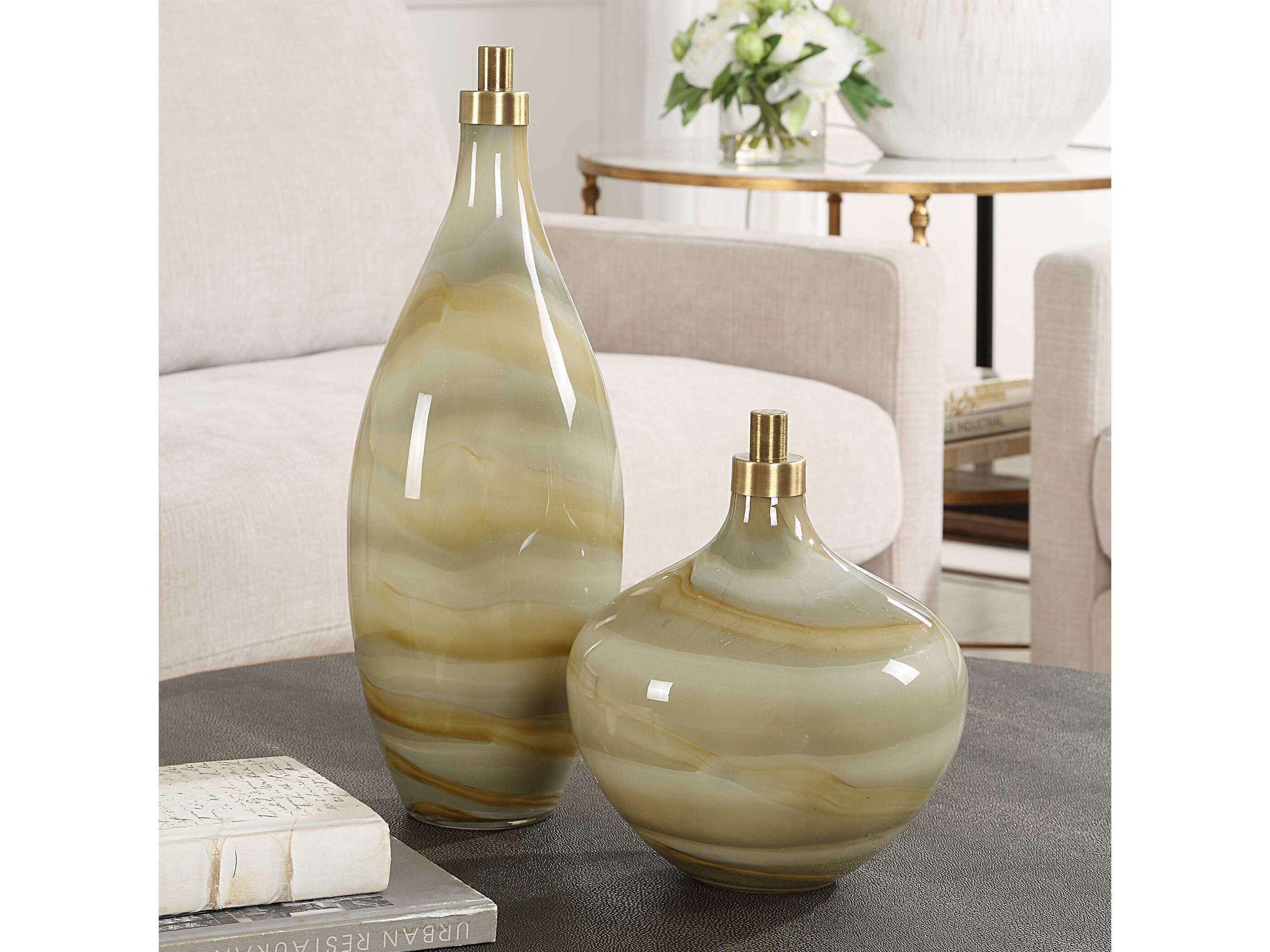 Uttermost Cascade Glass Bottles Set of 2