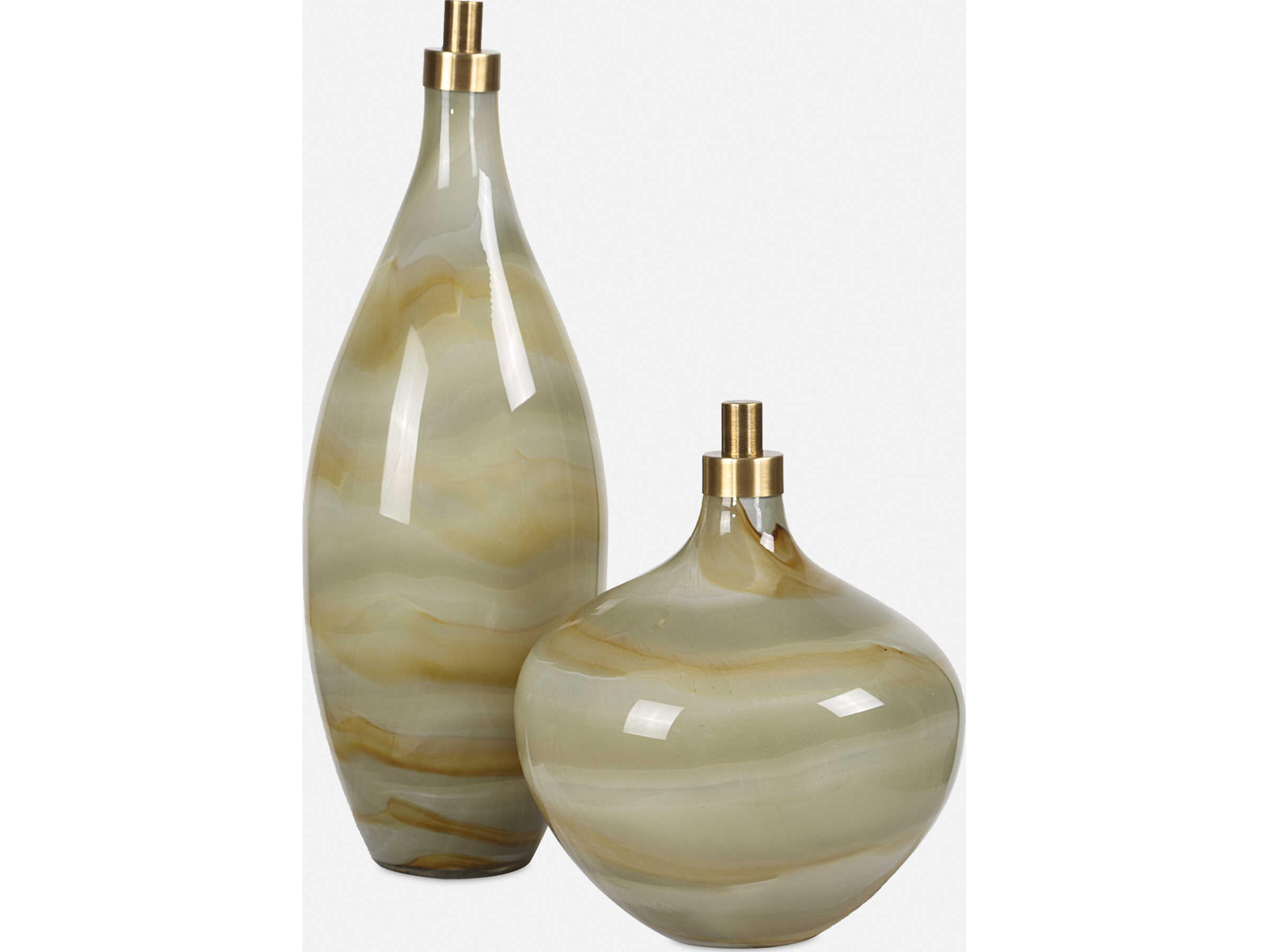 Uttermost Cascade Glass Bottles Set of 2