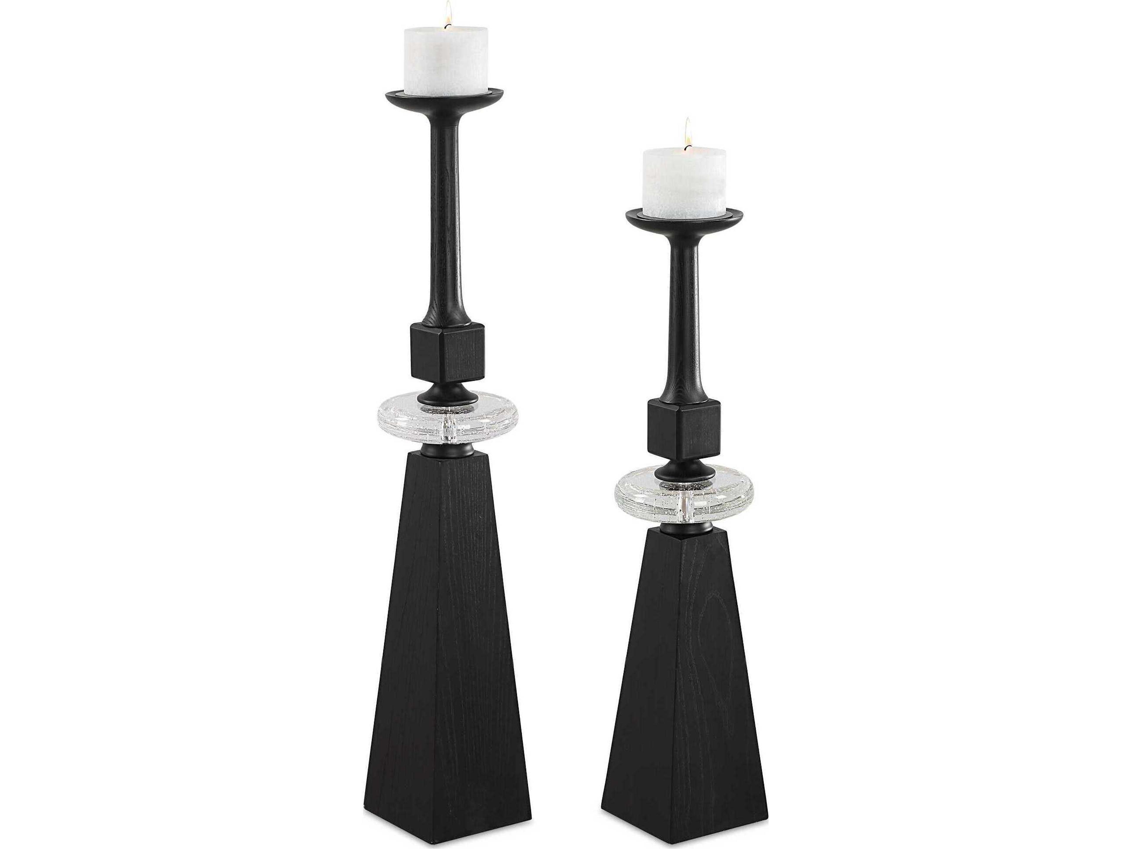 Ebon Glow Floor Candleholders Set of 2