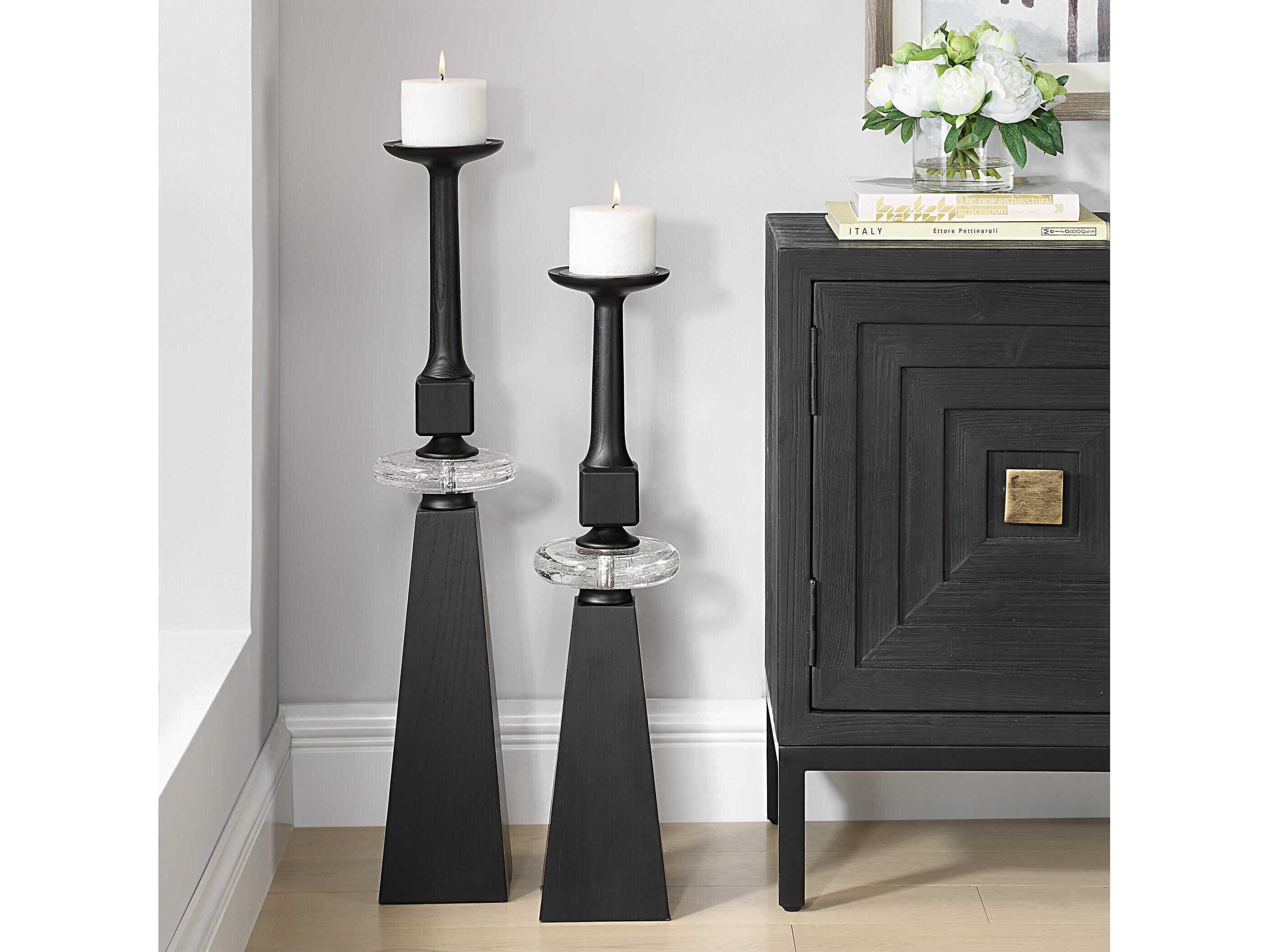 Uttermost Ebon Glow Floor Candleholders Set of 2