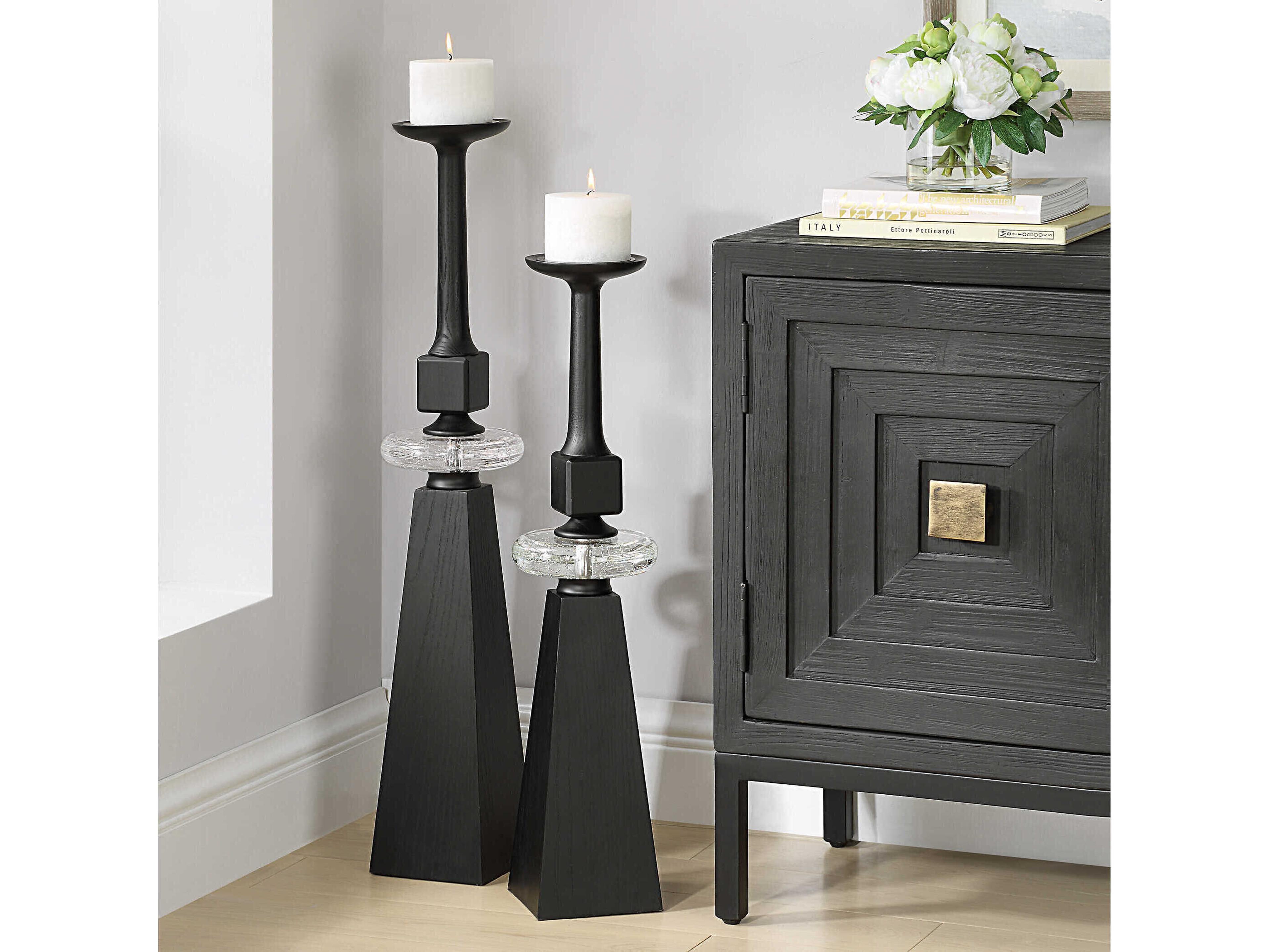 Uttermost Ebon Glow Floor Candleholders Set of 2