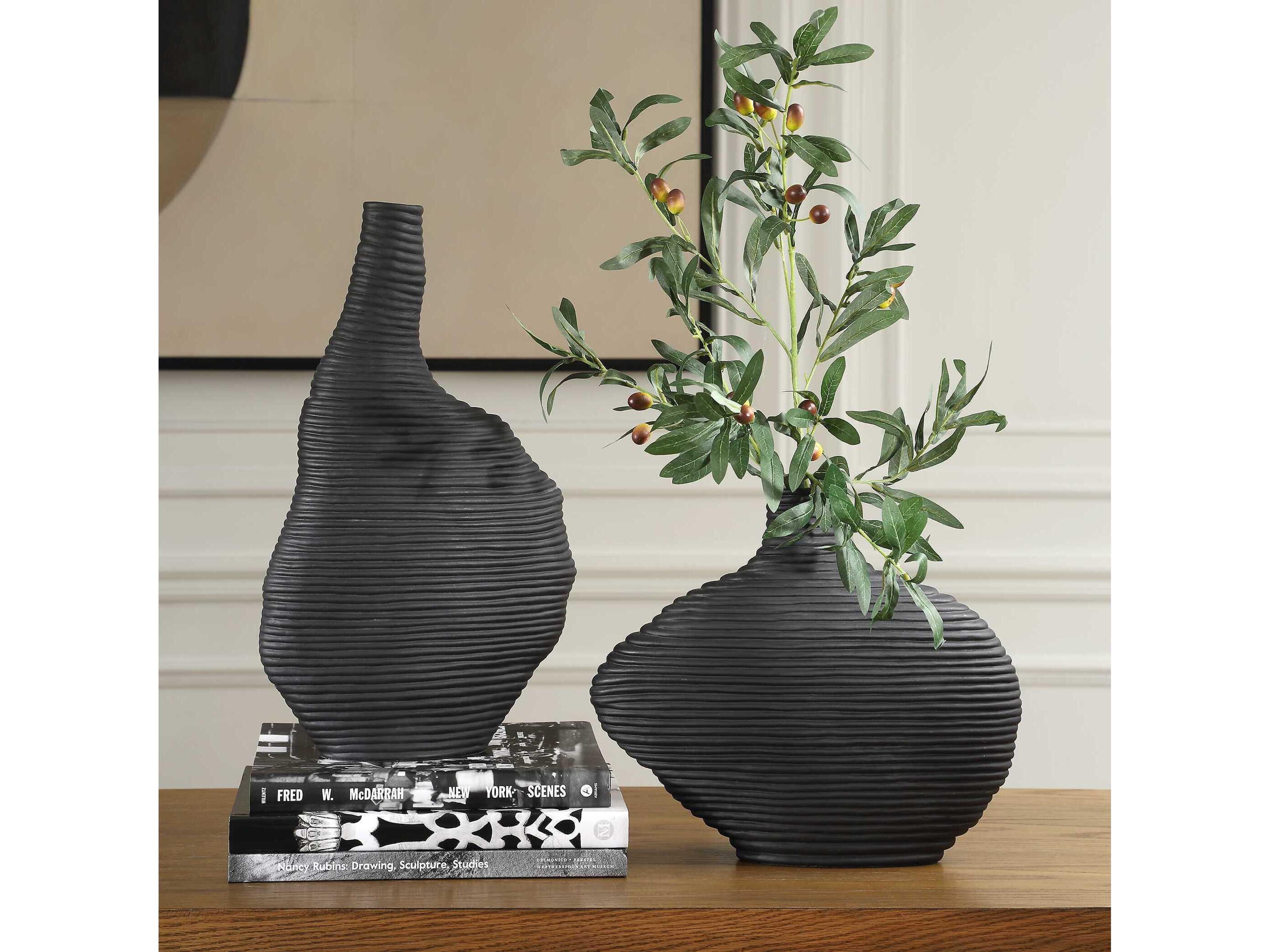 Uttermost Duostacked Black Vases Set of 2