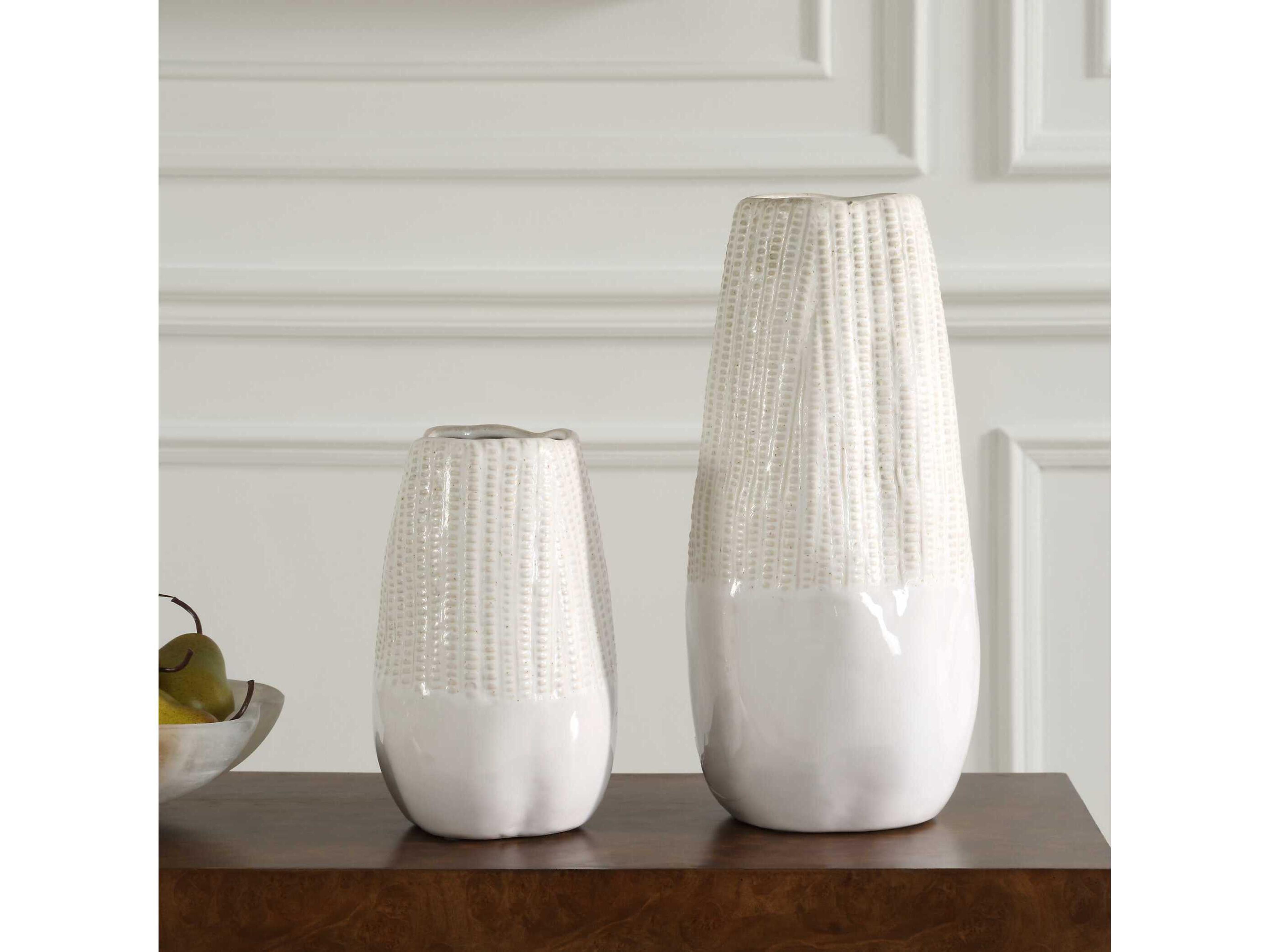 Uttermost Echo Ridge White Vases Set of 2