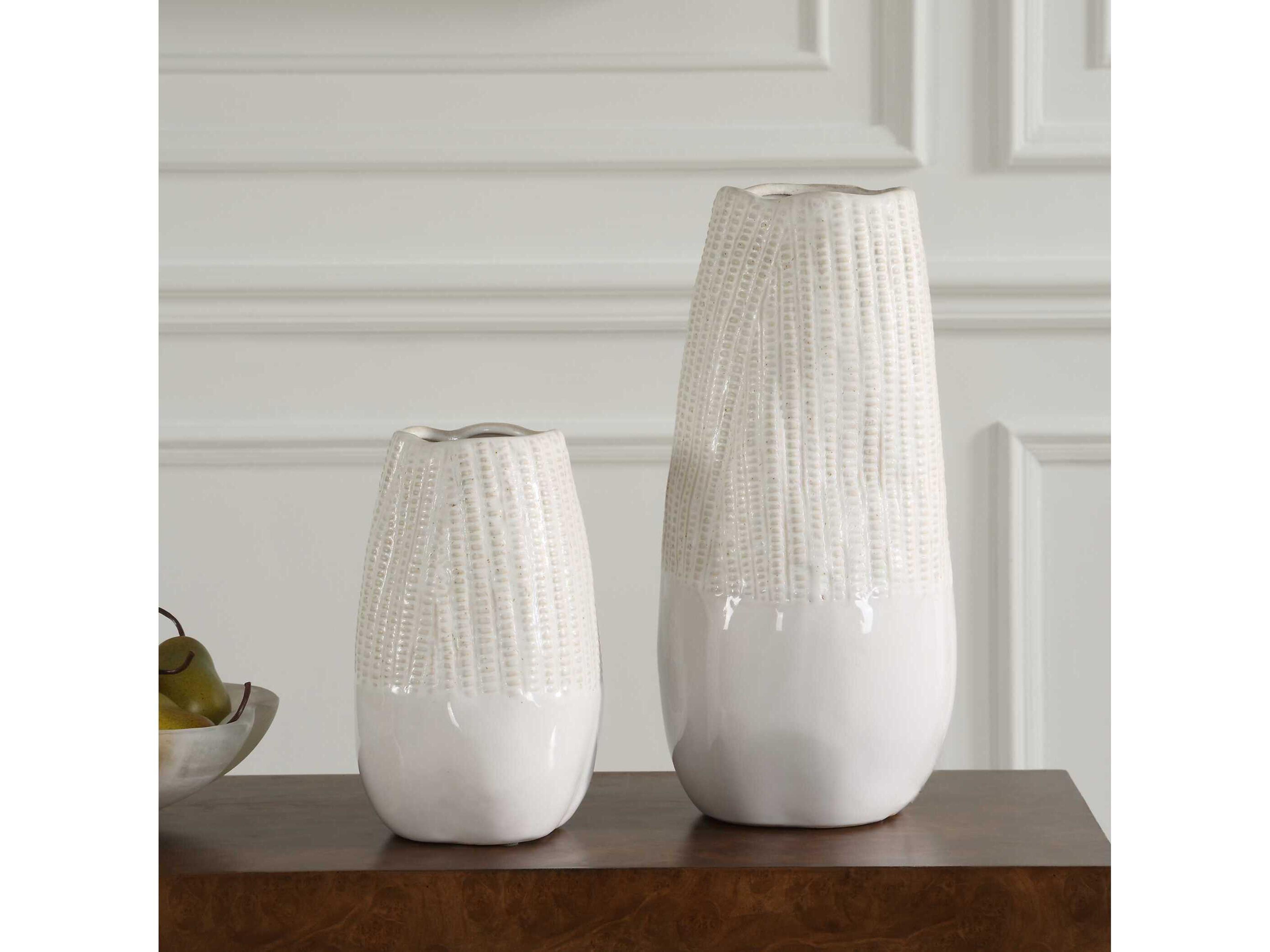 Uttermost Echo Ridge White Vases Set of 2