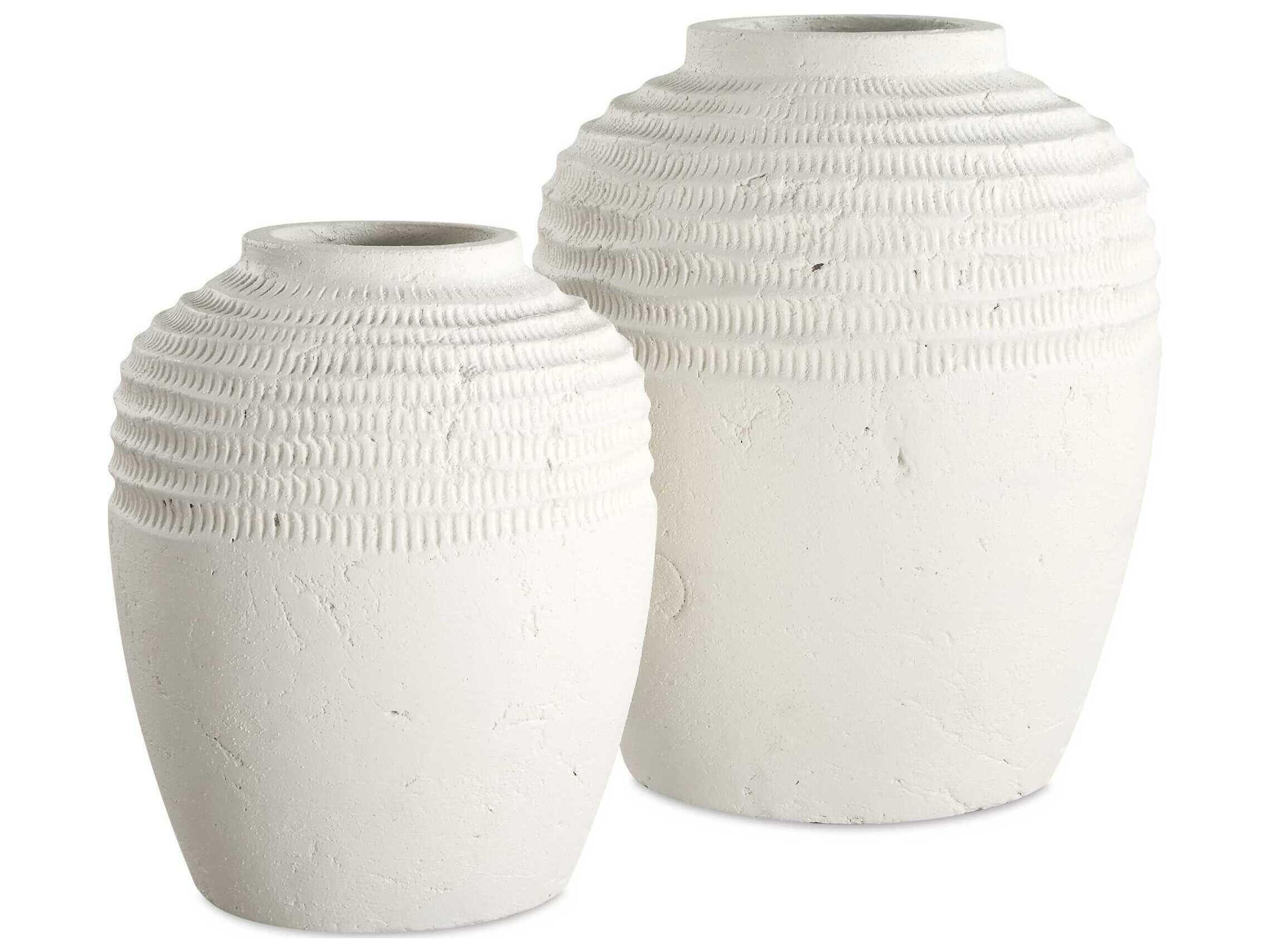 Uttermost Luna Ridge White Ceramic Vases Set of 2