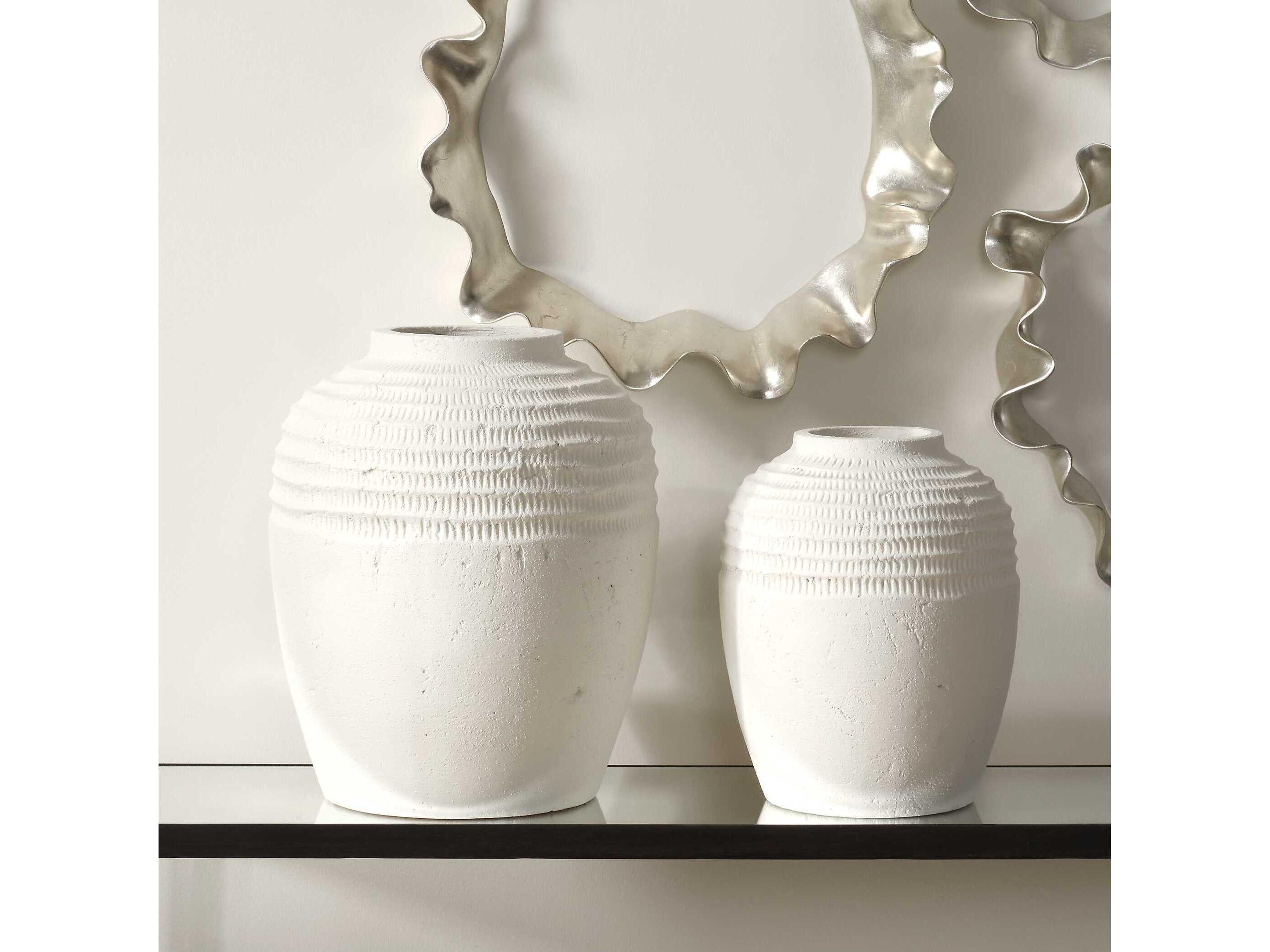 Uttermost Luna Ridge White Ceramic Vases Set of 2