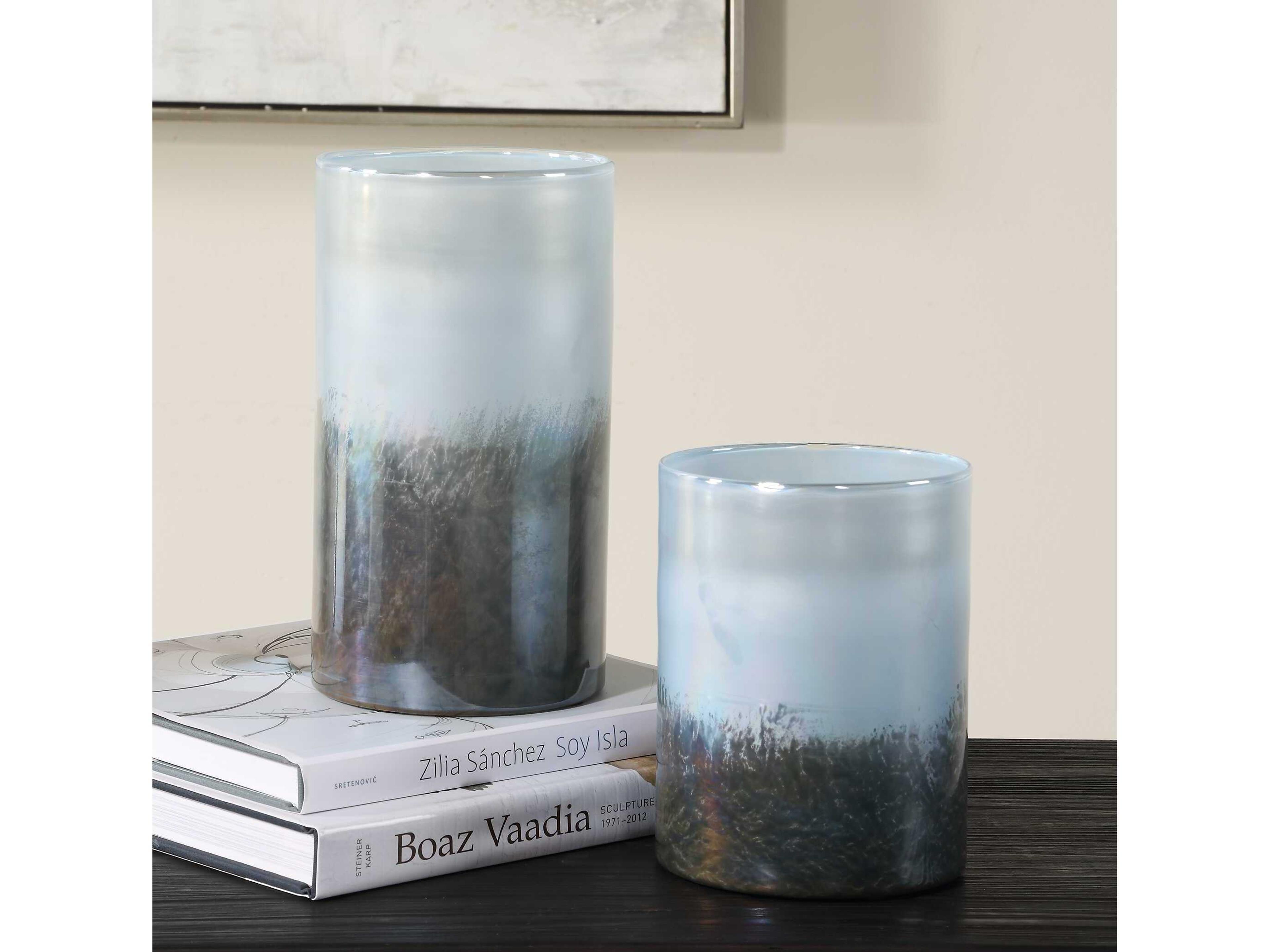 Uttermost Midnight Mist Cylindrical Vases Set of 2