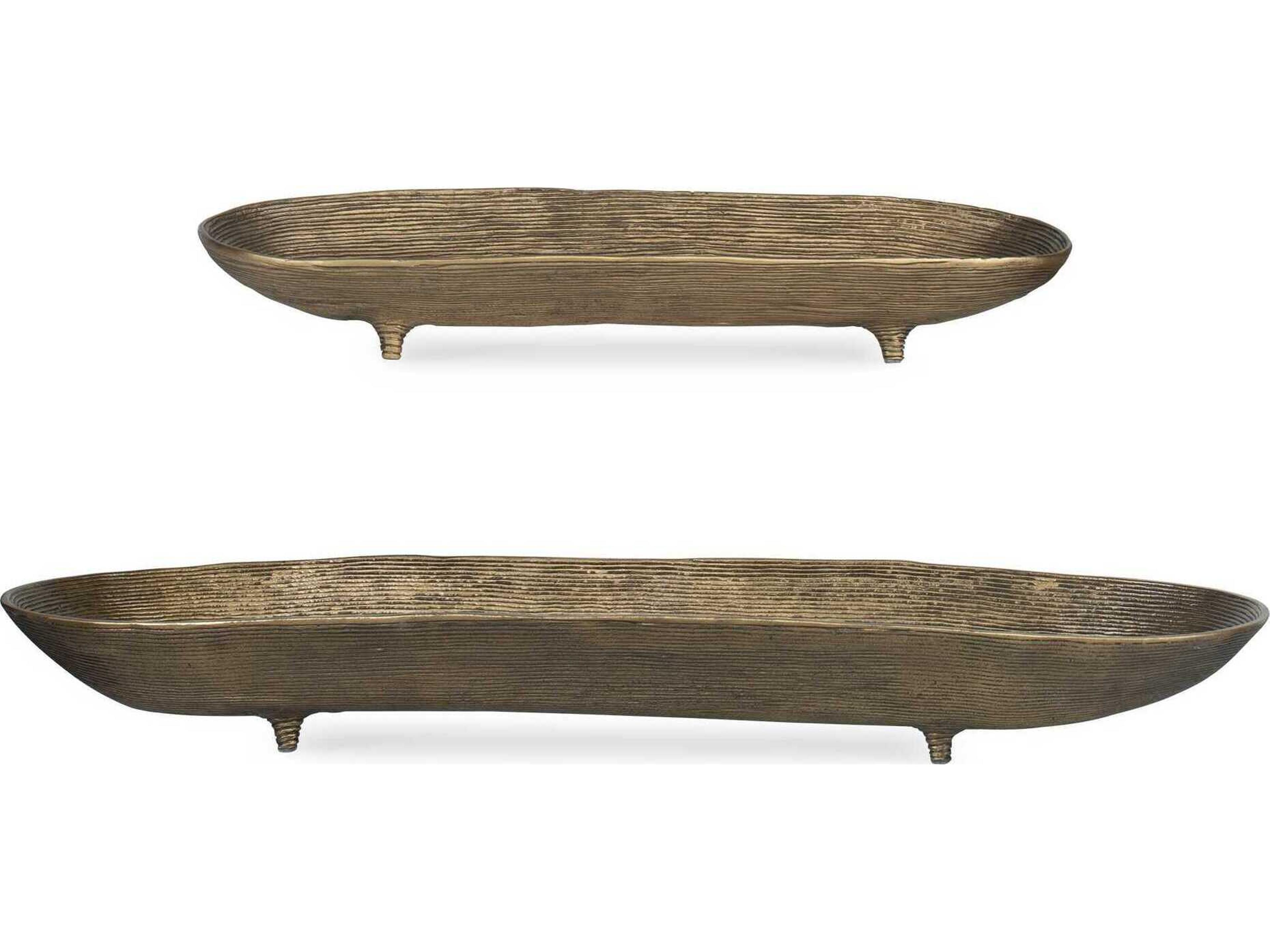 Uttermost Stratum Oval Brass Decorative Bowls Set of 2