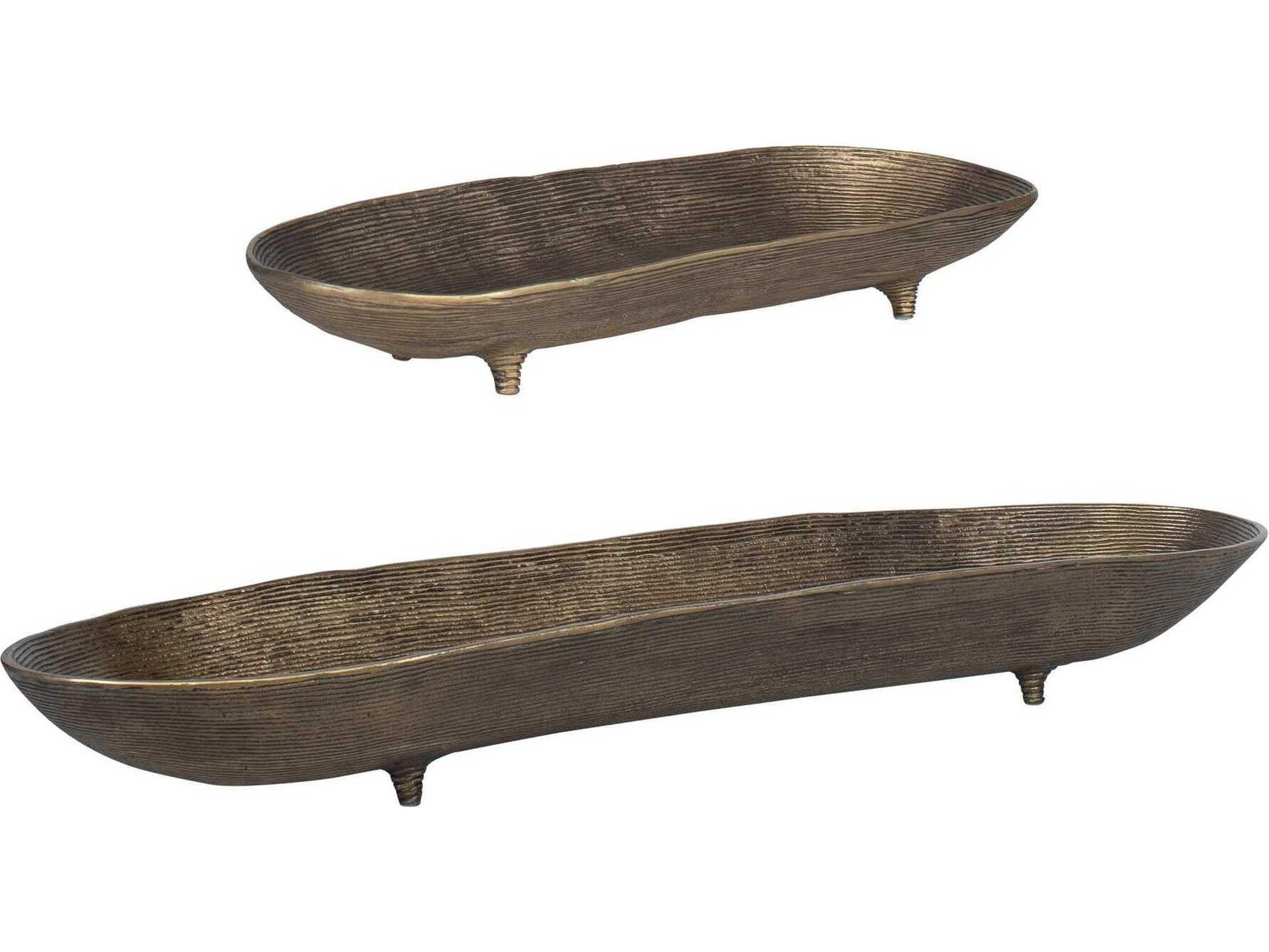 Uttermost Stratum Oval Brass Decorative Bowls Set of 2
