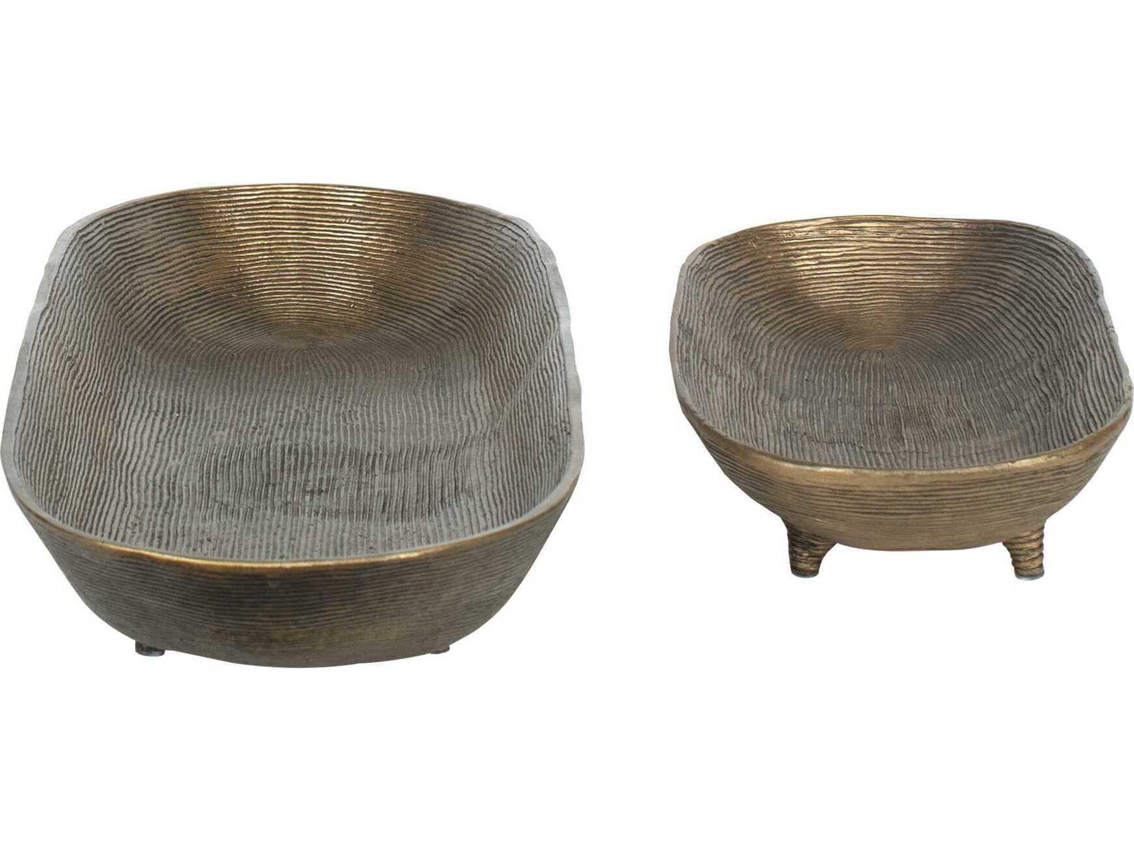 Uttermost Stratum Oval Brass Decorative Bowls Set of 2