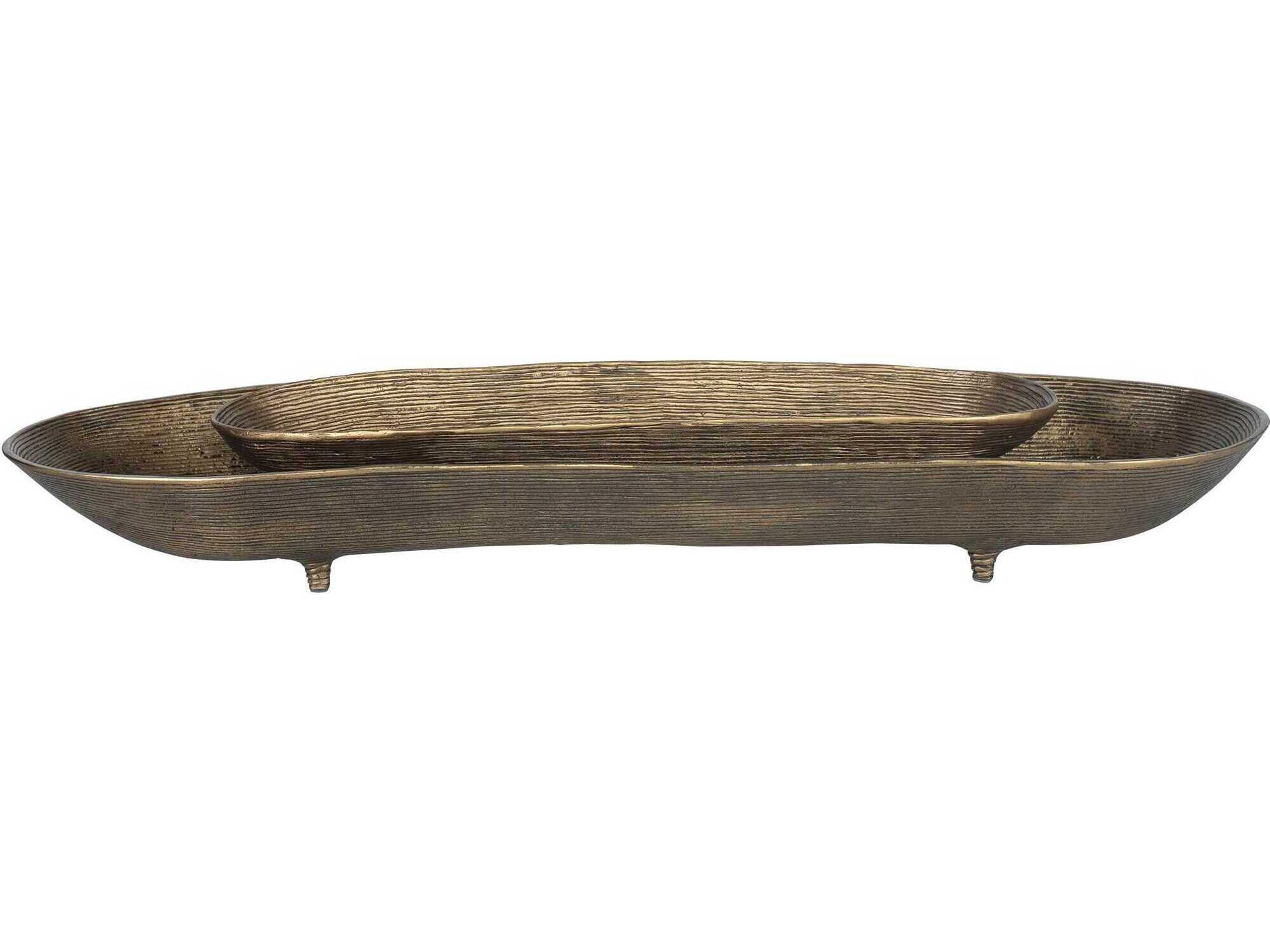 Uttermost Stratum Oval Brass Decorative Bowls Set of 2