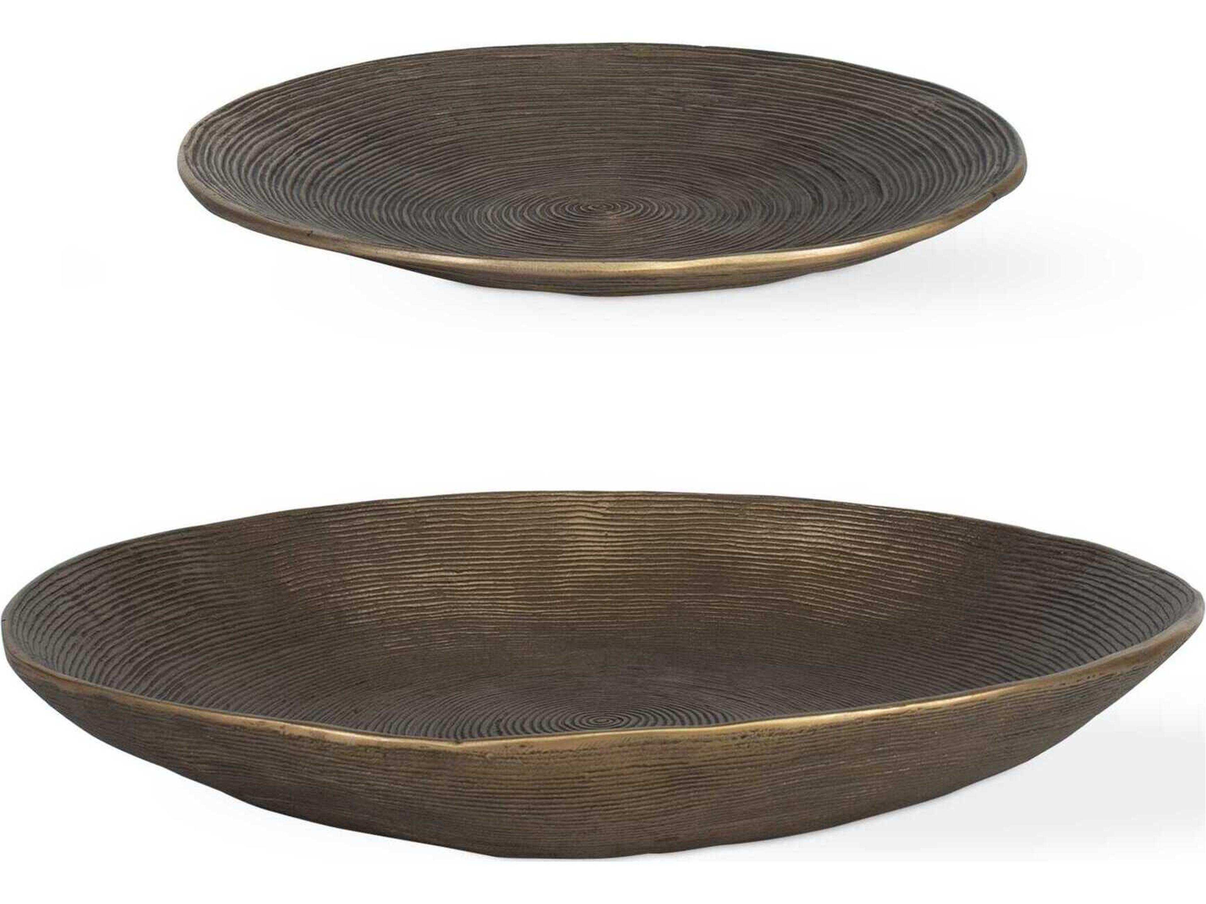 Uttermost Stratum Round Brass Decorative Bowls Set of 2