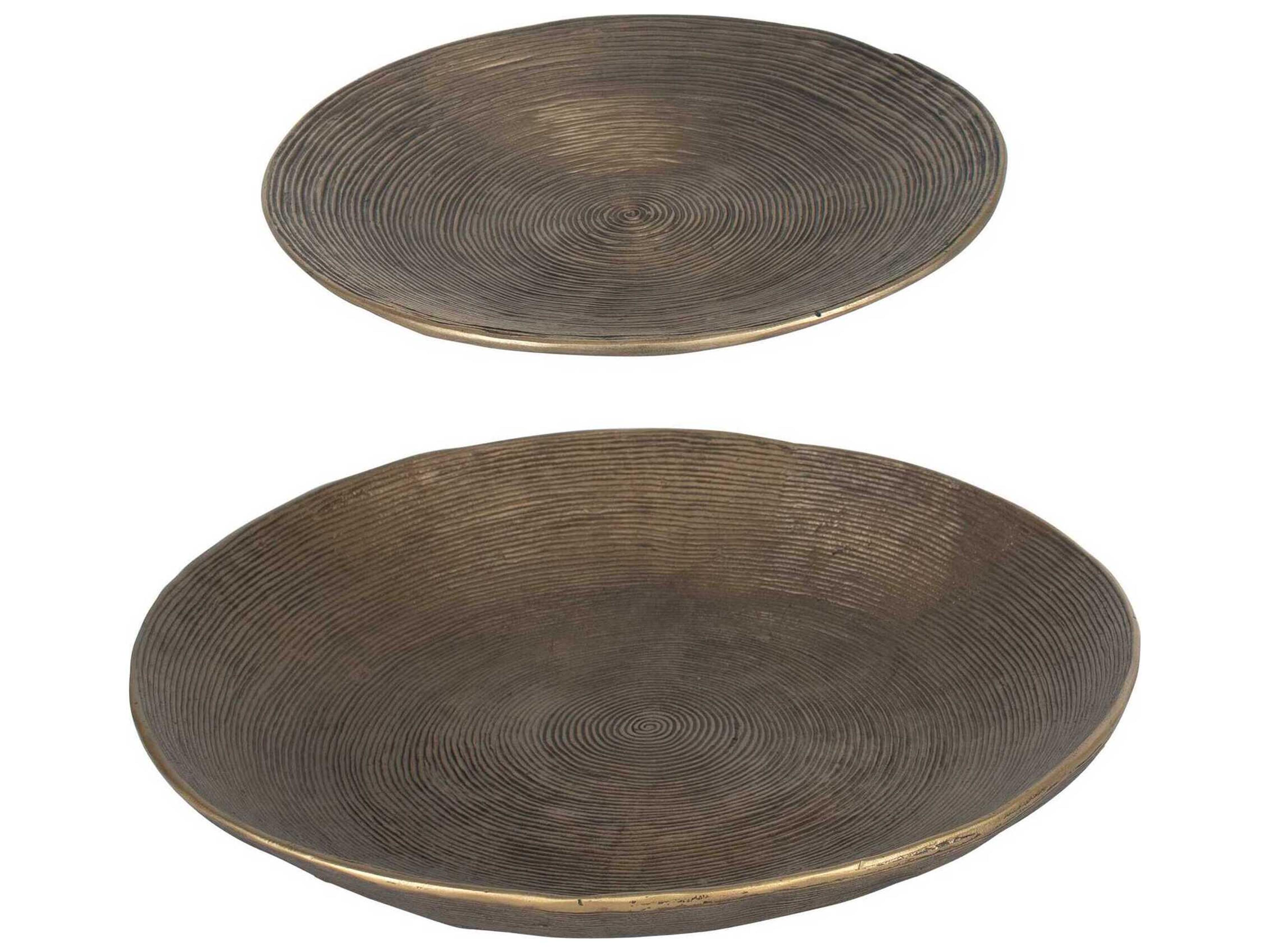 Uttermost Stratum Round Brass Decorative Bowls Set of 2