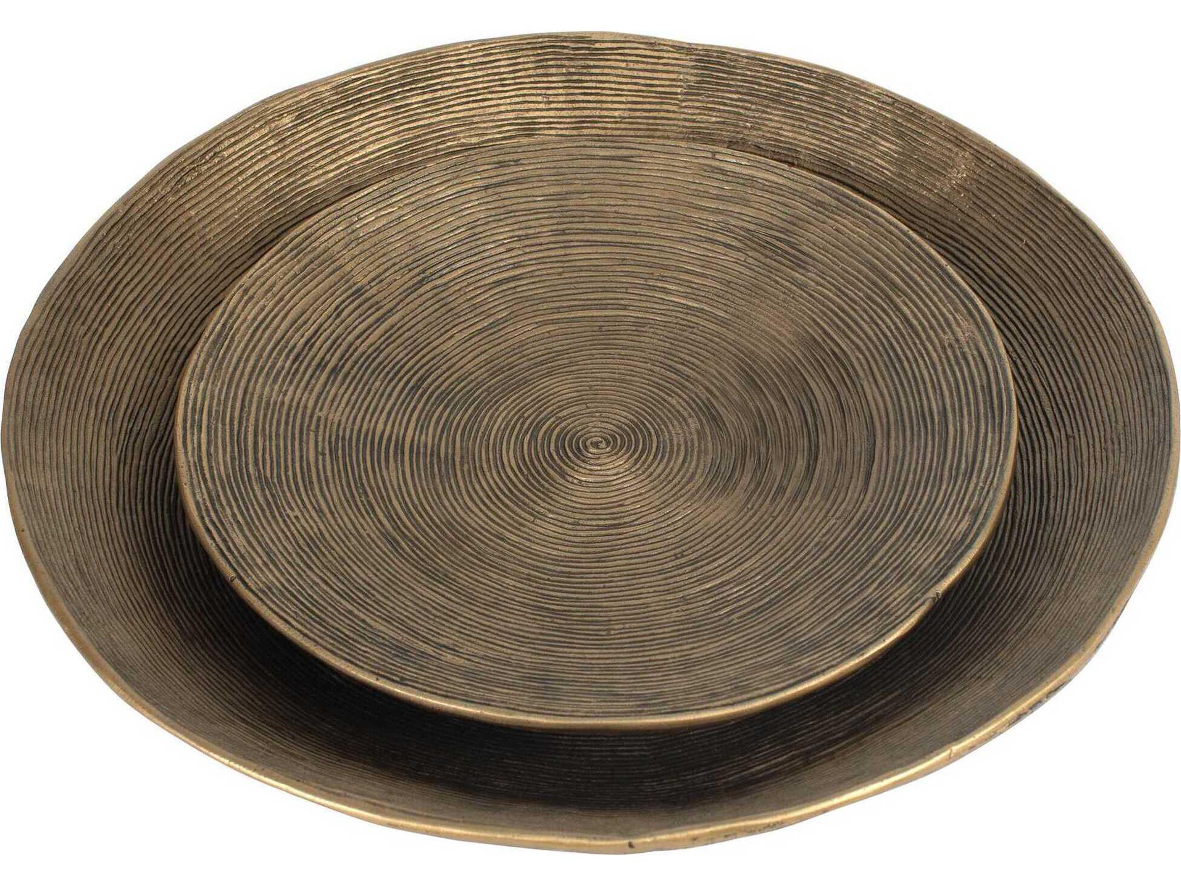 Uttermost Stratum Round Brass Decorative Bowls Set of 2