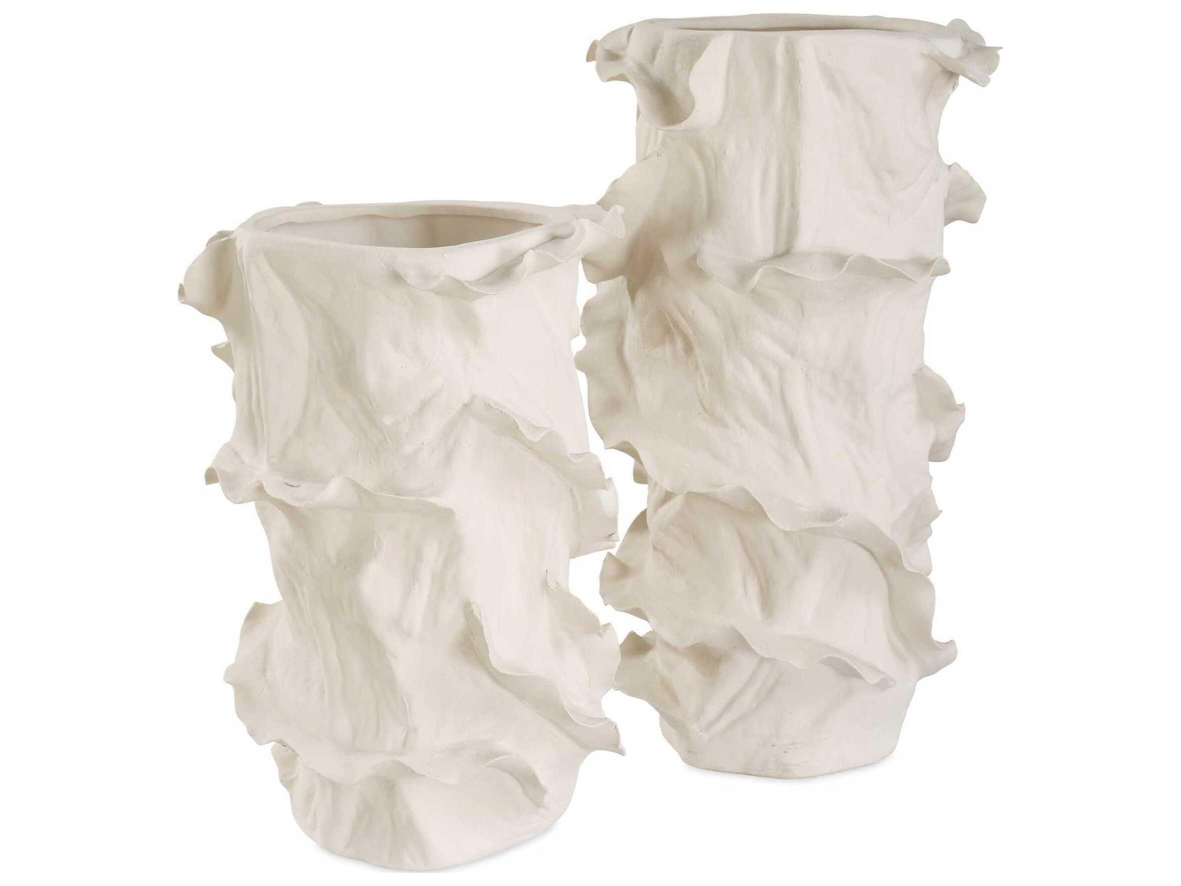Ripple Crest White Vases Set of 2