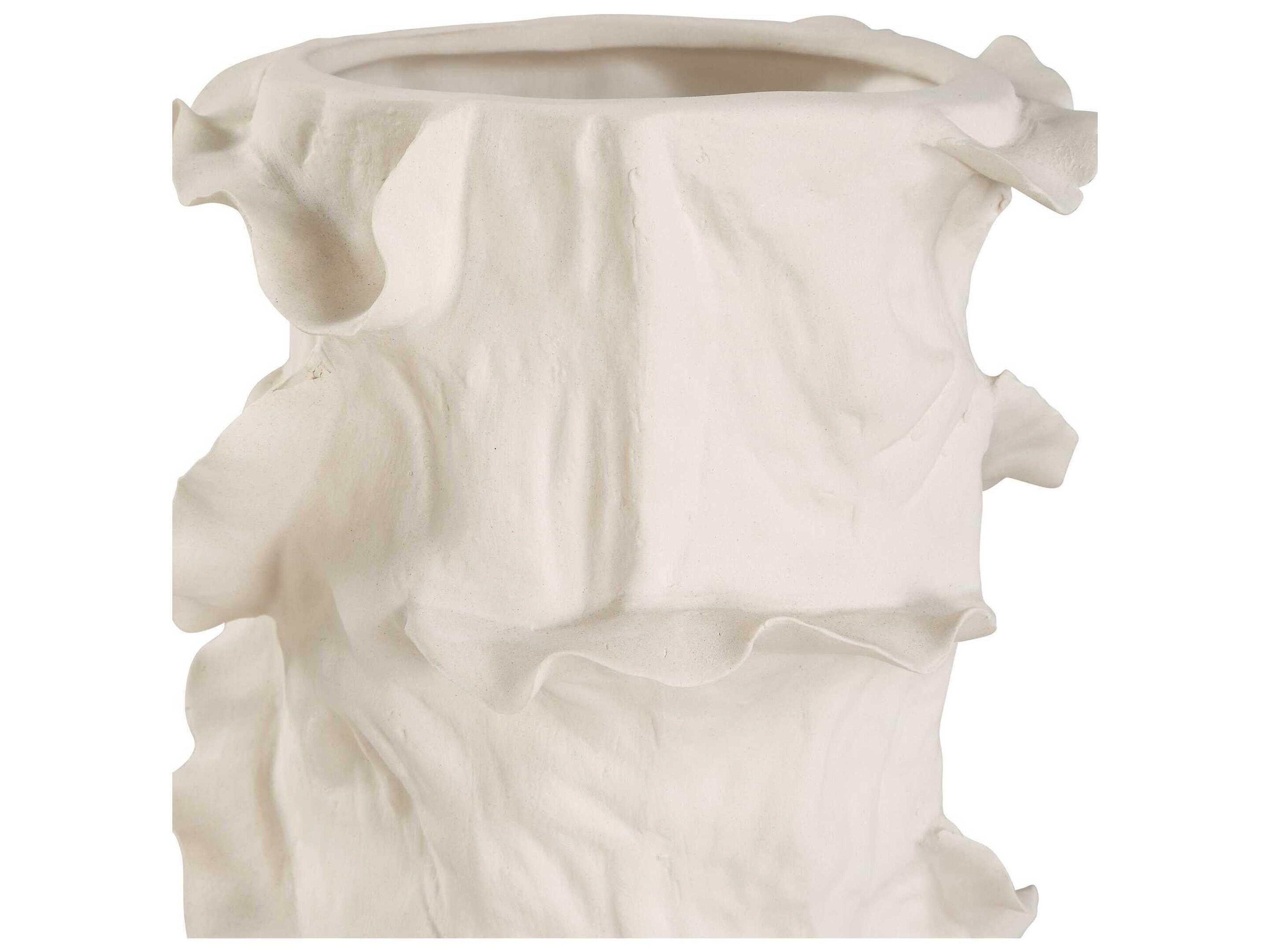 Uttermost Ripple Crest White Vases Set of 2