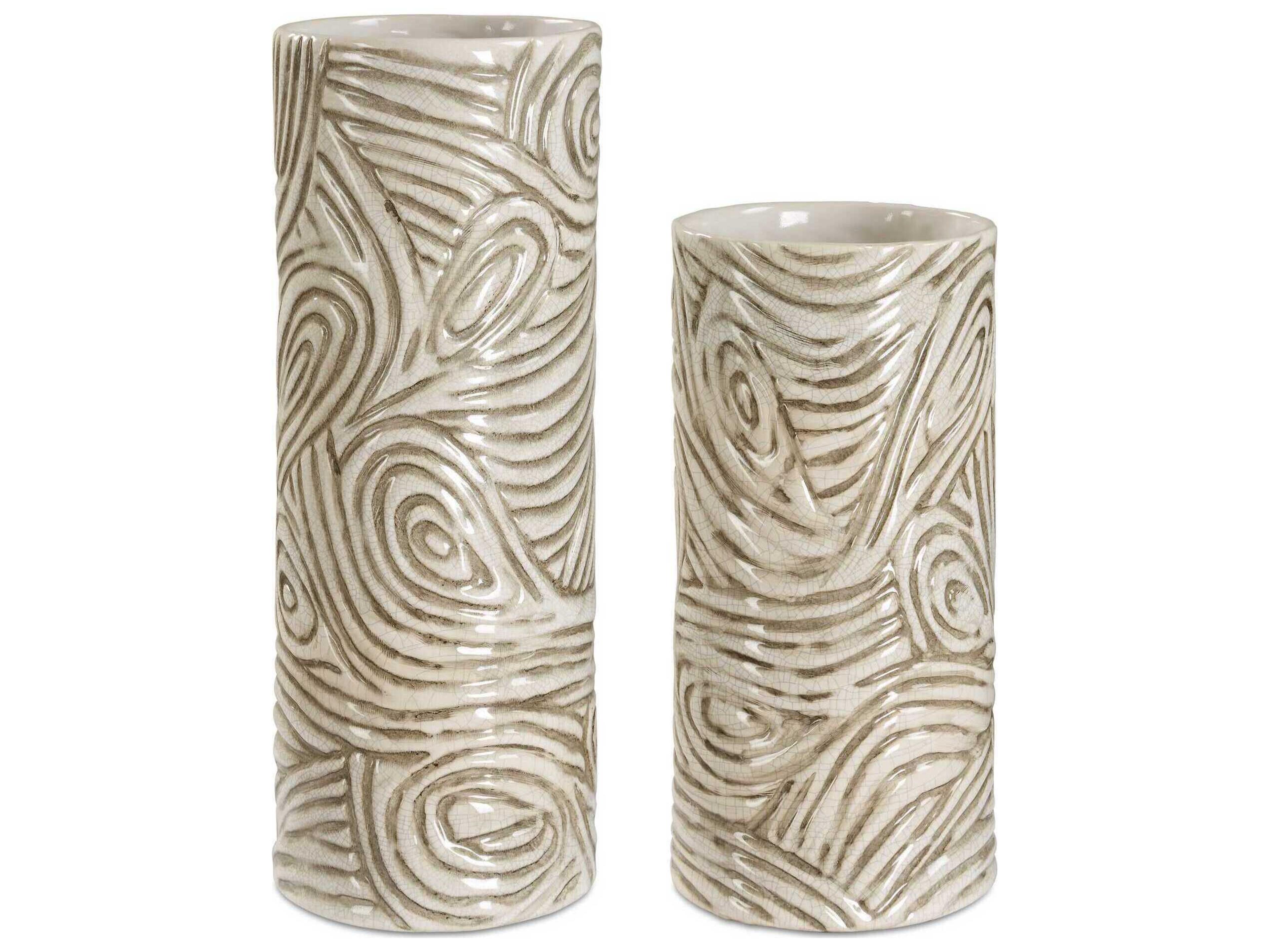 Timber Swirl Earth Tone Vases Set of 2