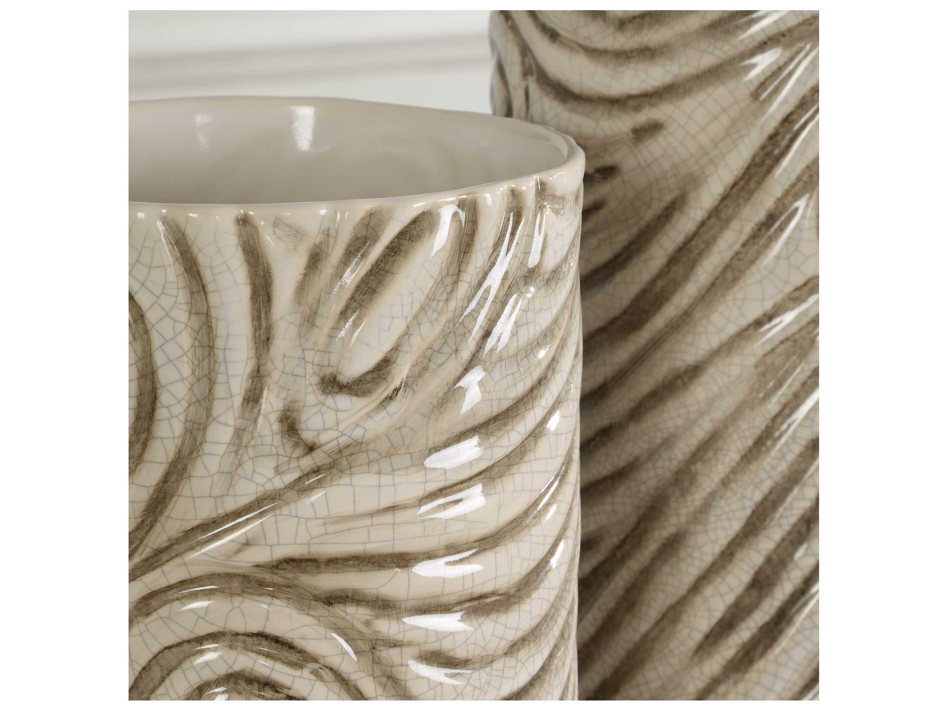 Uttermost Timber Swirl Earth Tone Vases Set of 2