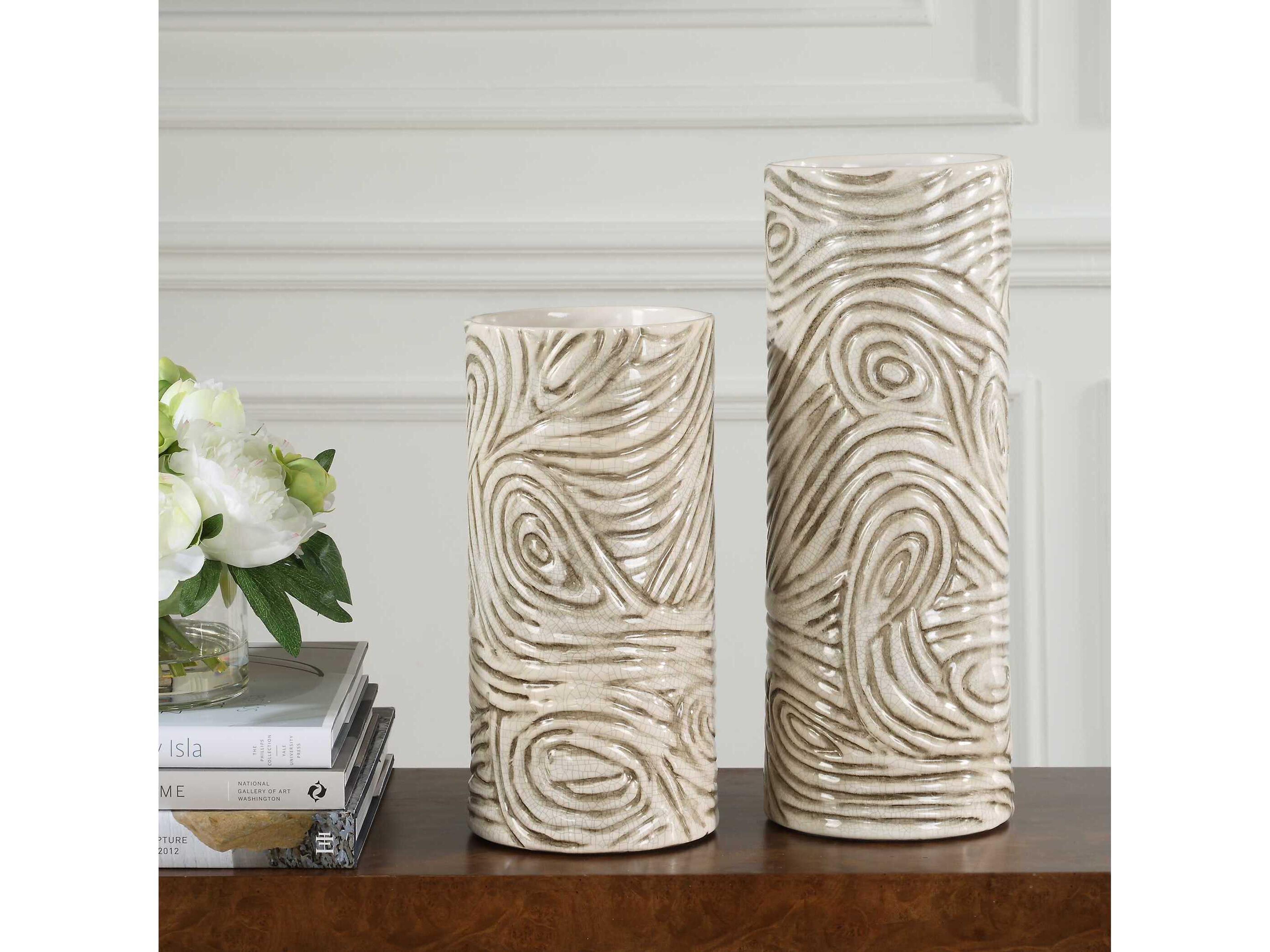 Uttermost Timber Swirl Earth Tone Vases Set of 2