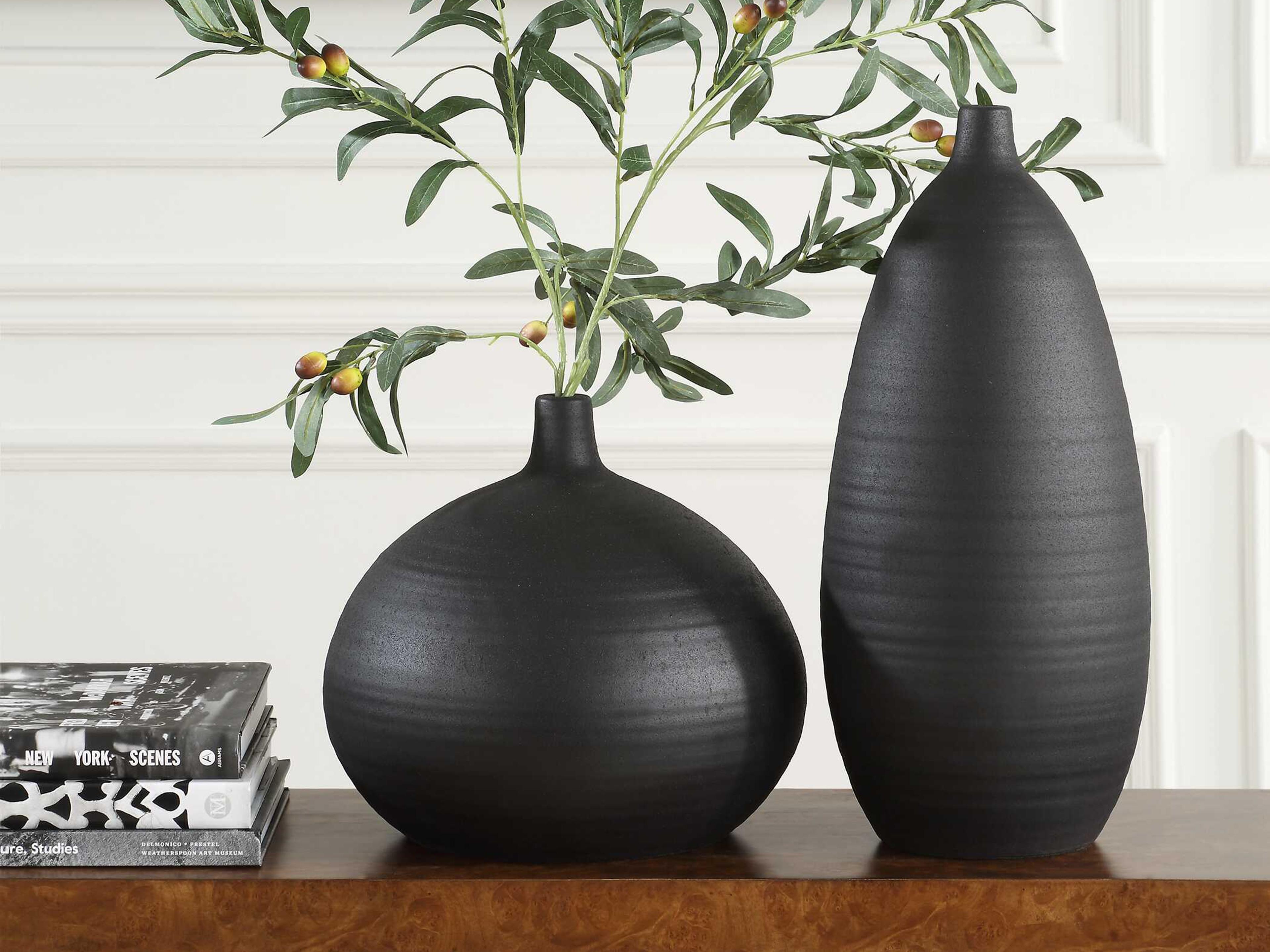 Uttermost Bower Matte Black Vase Set of 2
