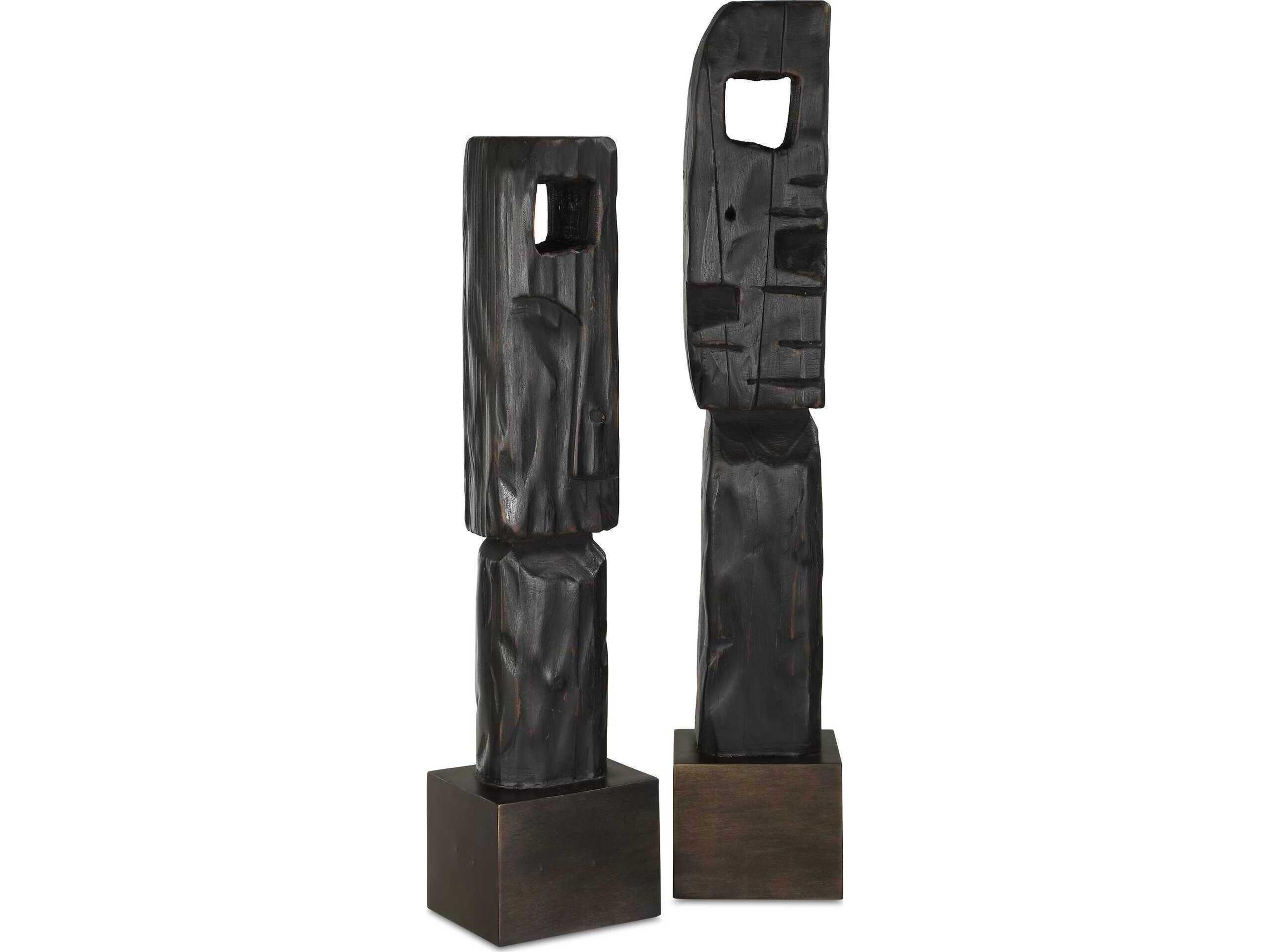Uttermost Cipher Black Wood Totems Set of 2