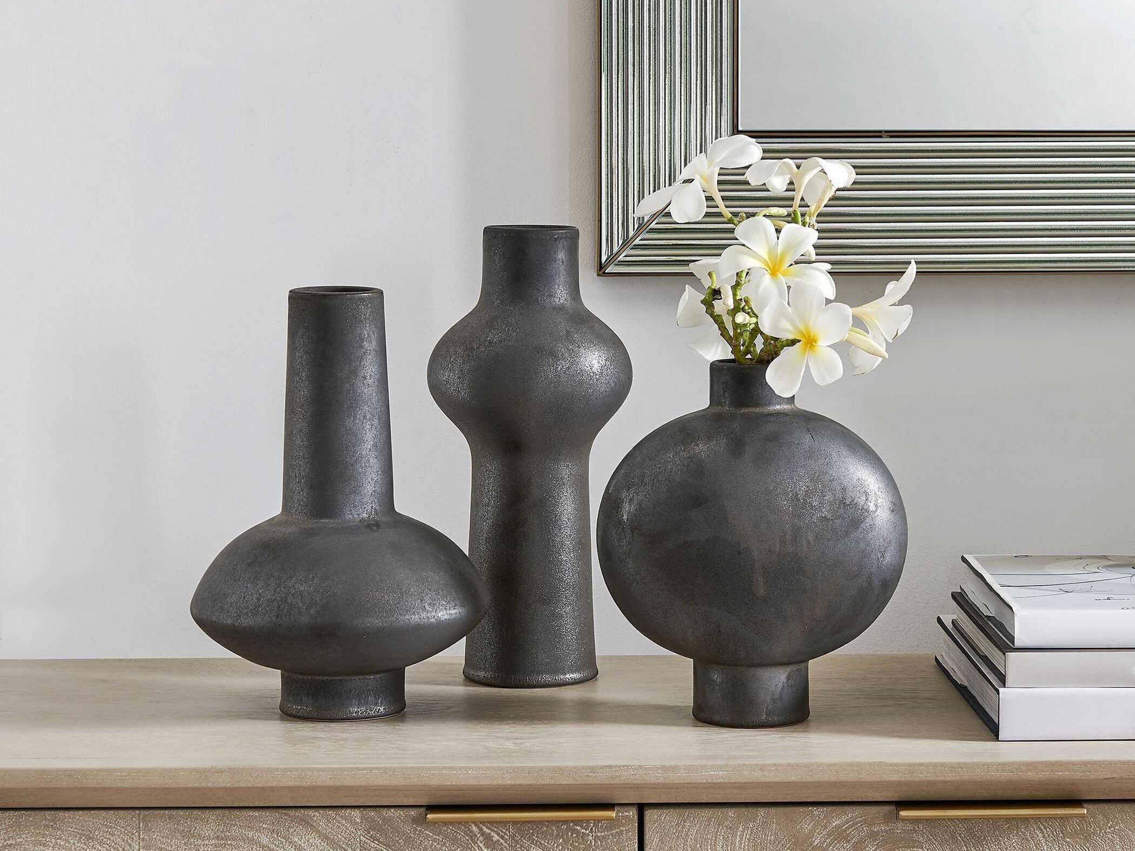 Uttermost Charcoal Bloom Vases Set of 3
