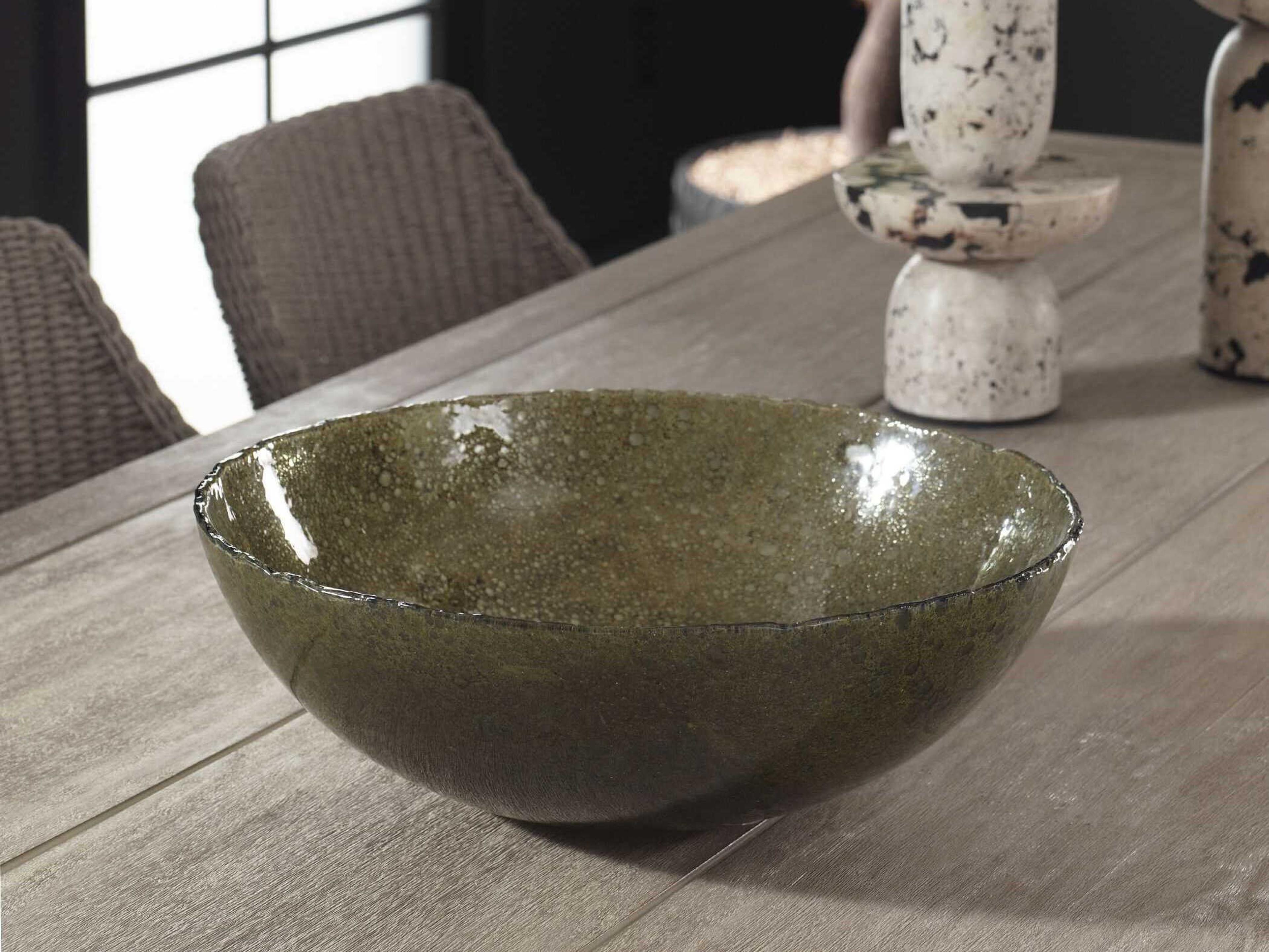 Uttermost Veridian Shimmer Earthy Glass Decorative Bowl