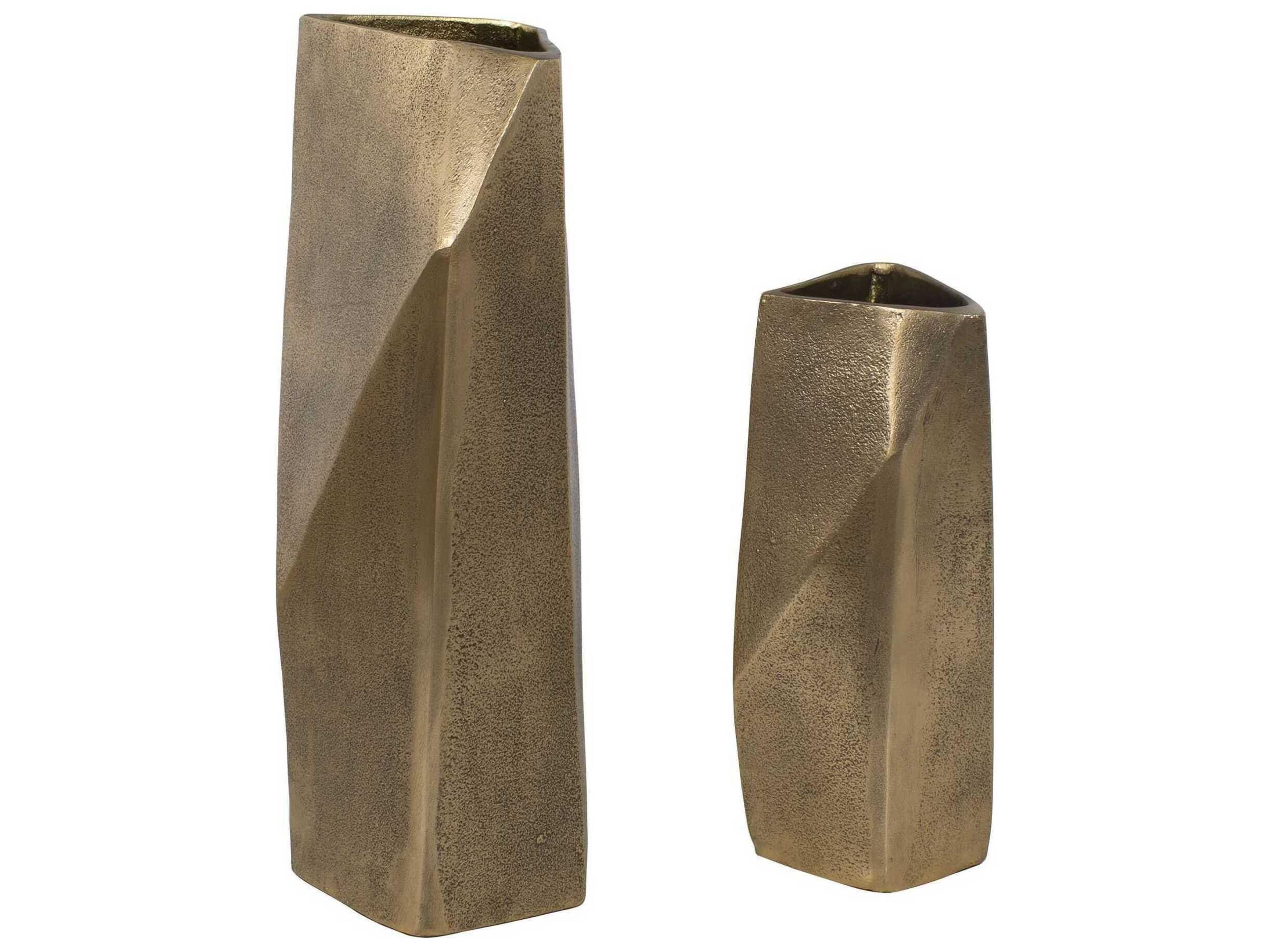 Uttermost GeoForm Brass Vases Set of 2