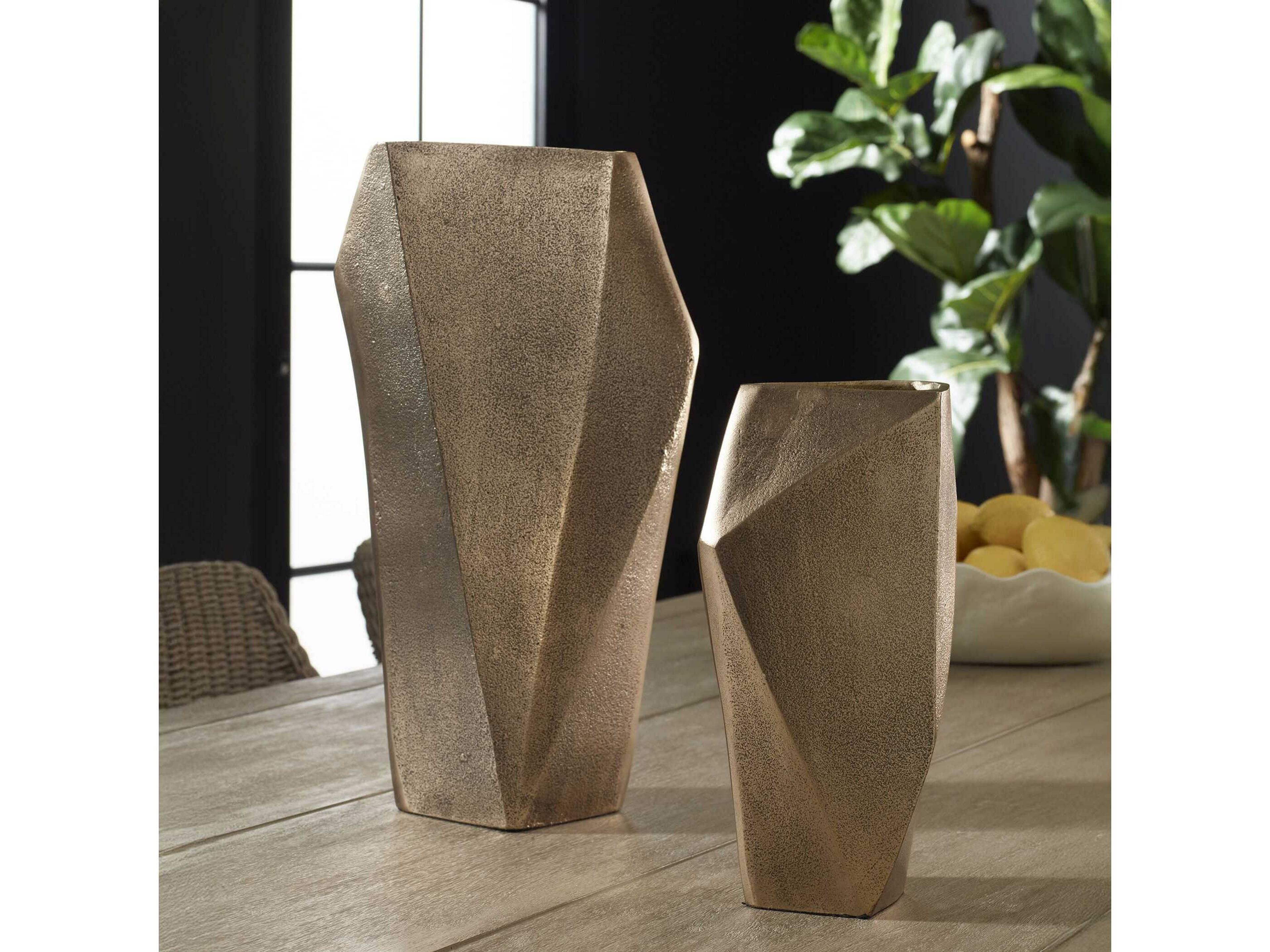 Uttermost GeoForm Brass Vases Set of 2