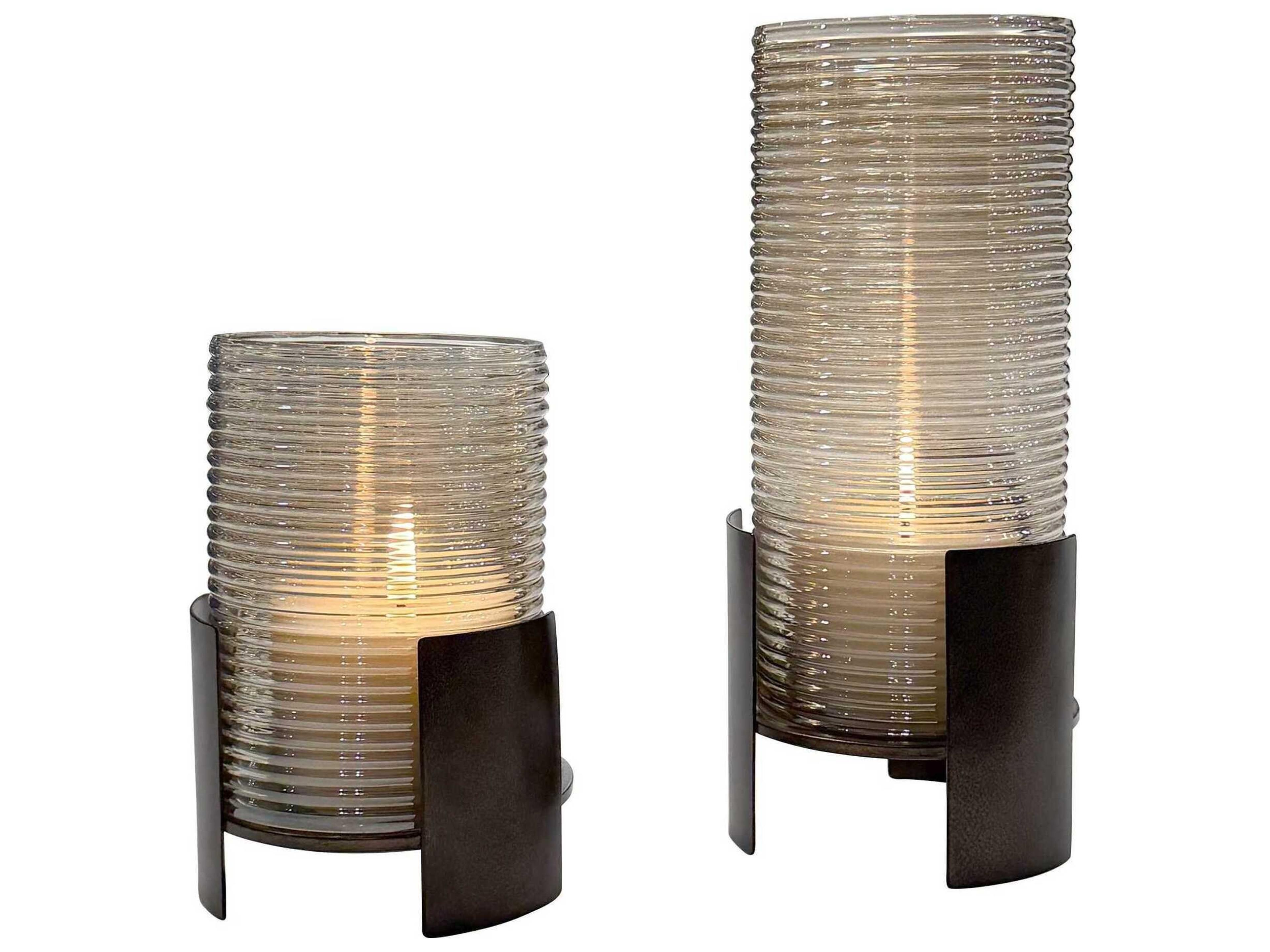 Uttermost Fluted Fire Cylinder Candleholders Set of 2