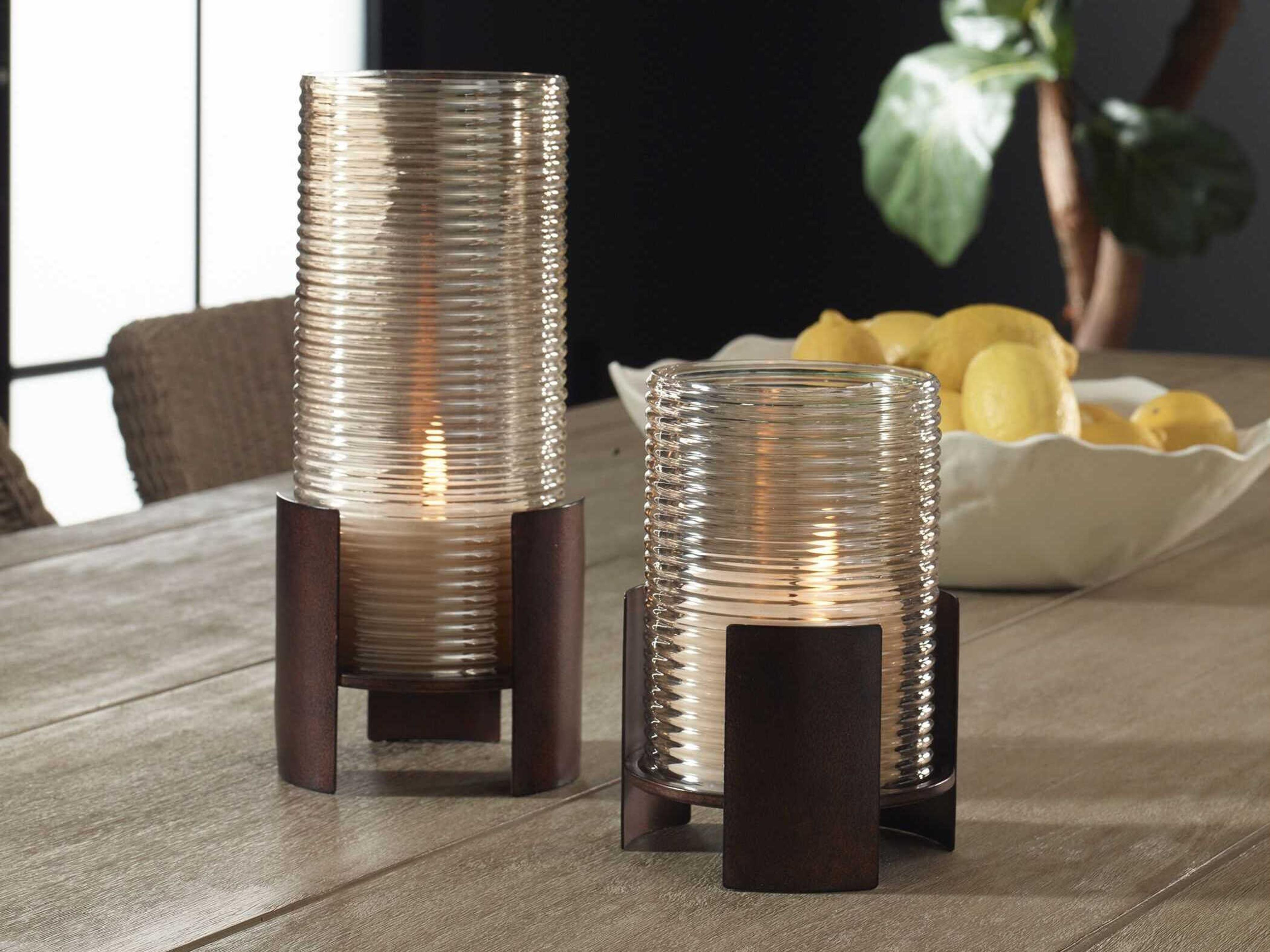 Uttermost Fluted Fire Cylinder Candleholders Set of 2