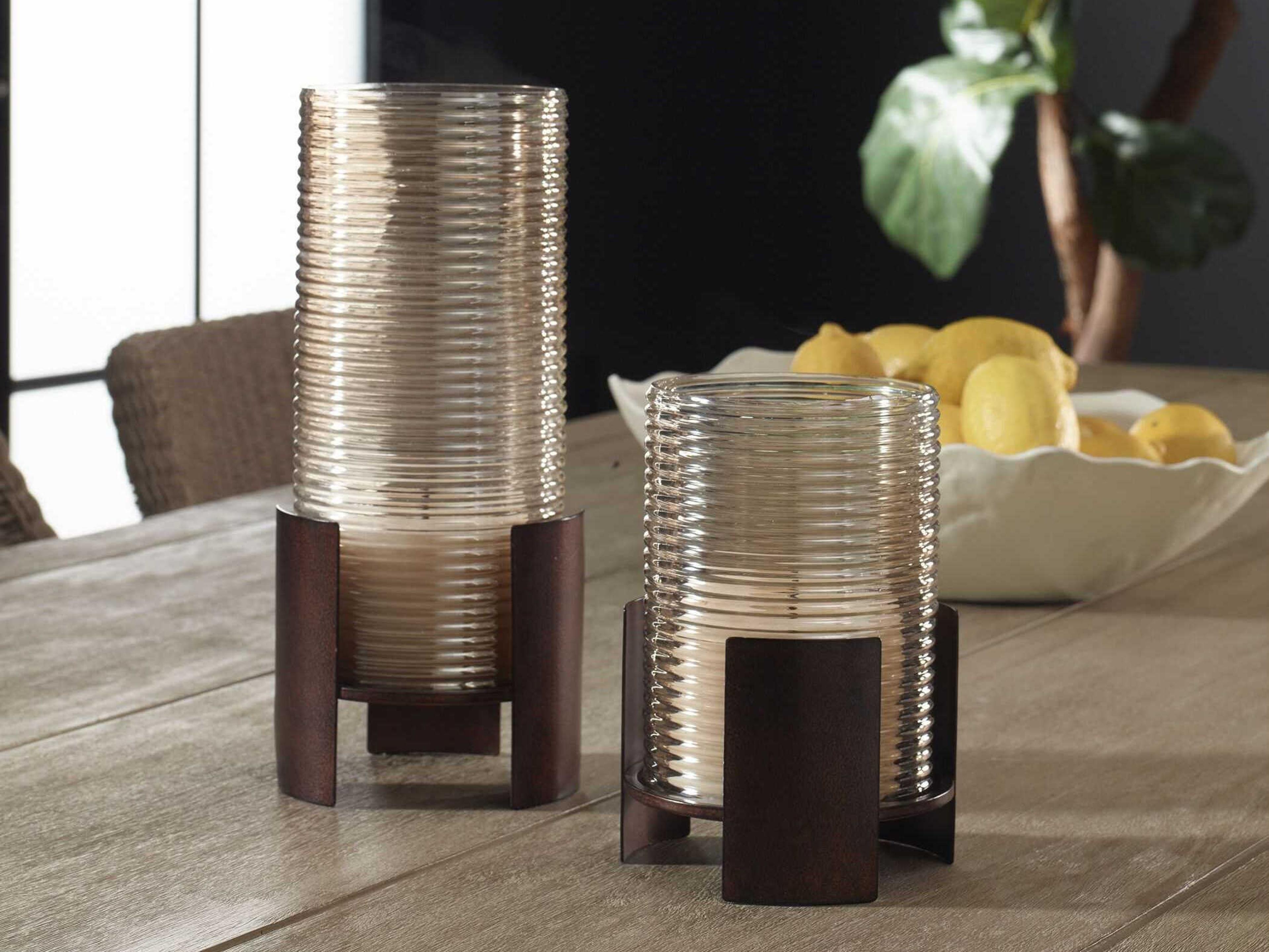 Uttermost Fluted Fire Cylinder Candleholders Set of 2