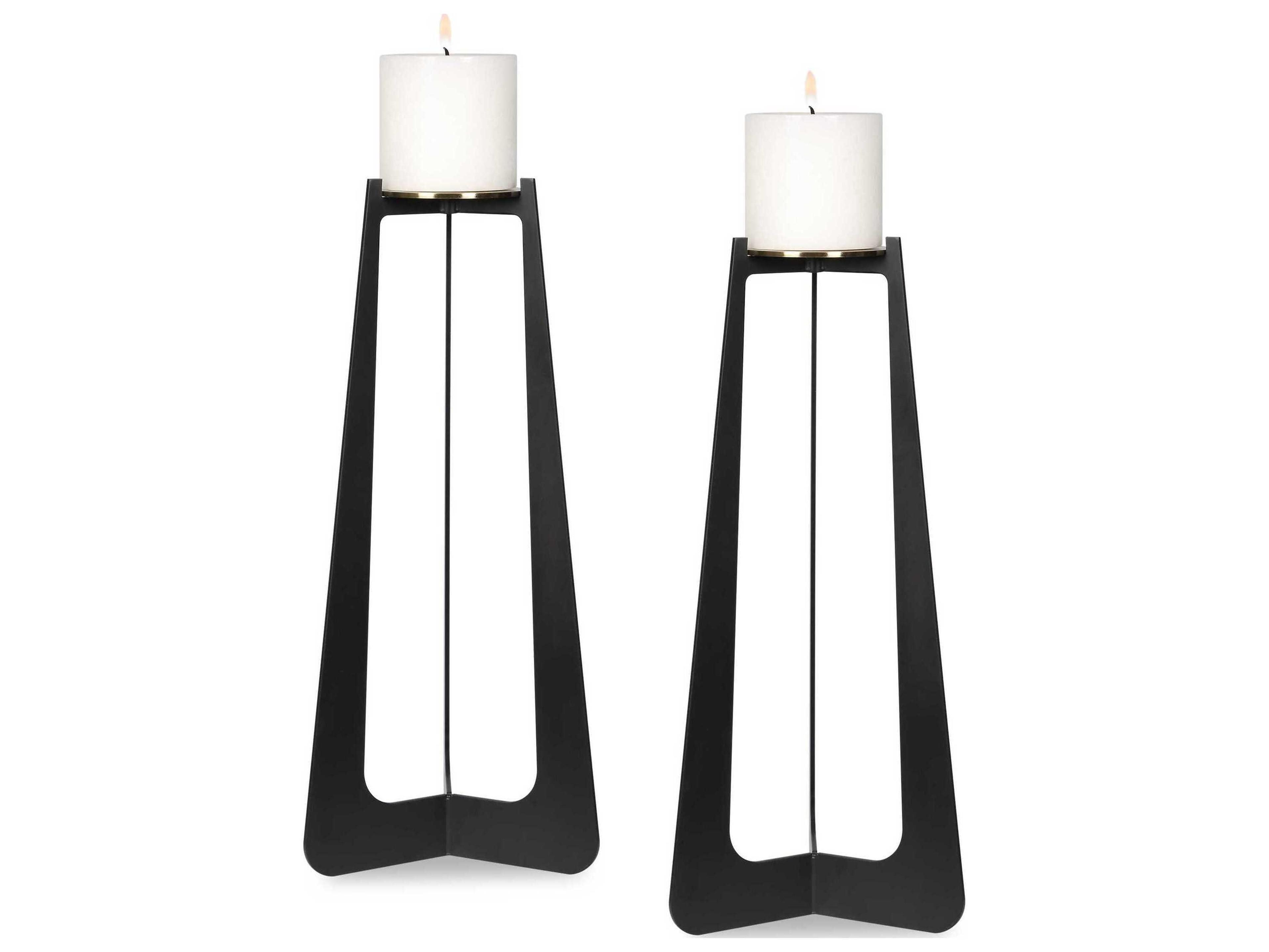 Columnar Black Candleholders Set of 2